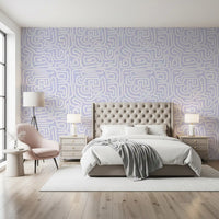 Minimalist Violet Maze Pattern Wallpaper⁠