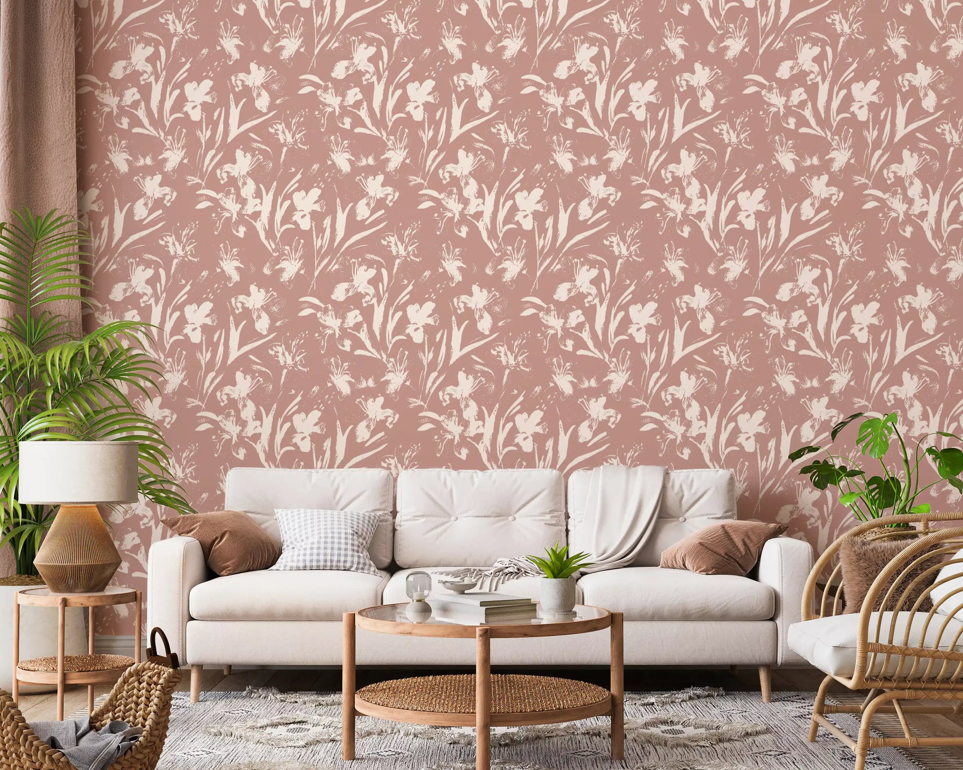 Abstract Floral Earthy Print Wallpaper⁠