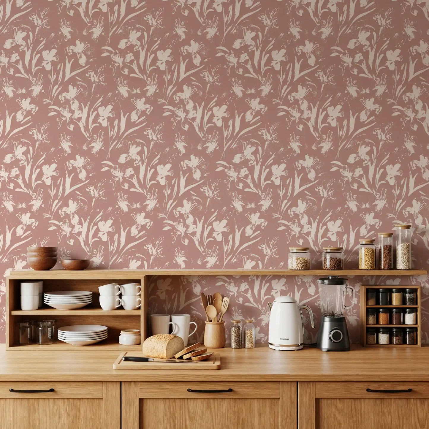 Abstract Floral Earthy Print Wallpaper⁠