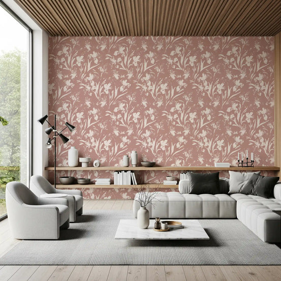 Abstract Floral Earthy Print Wallpaper⁠