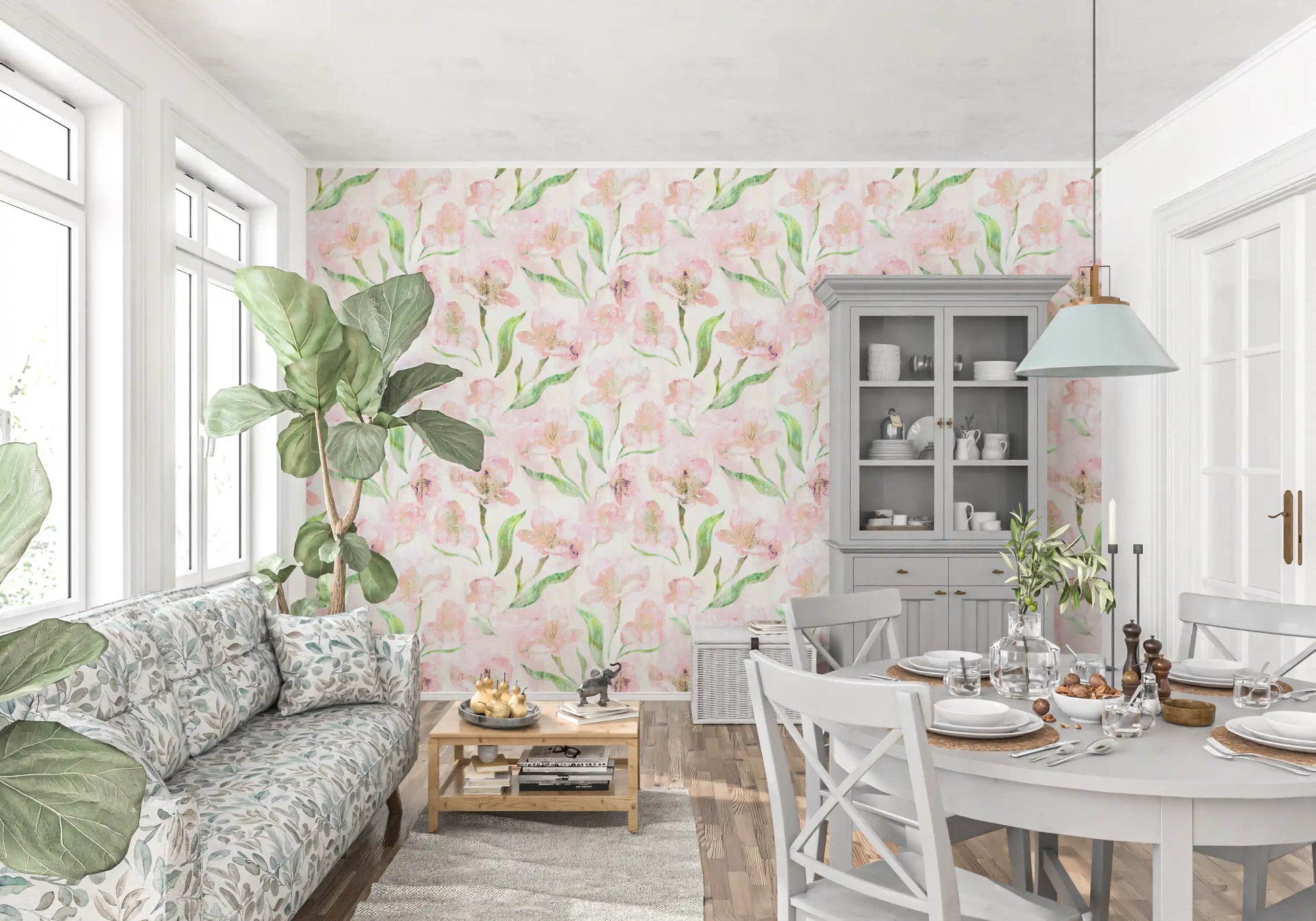 Muted Pastel Spring Petals Wallpaper⁠