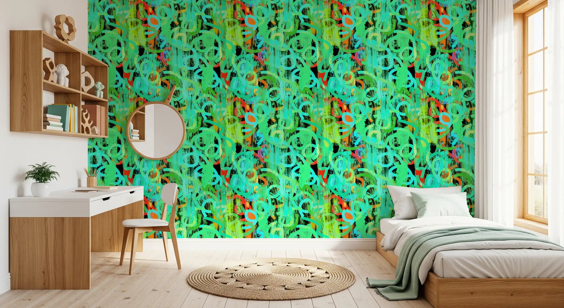 Neon Scribble Abstract Wallpaper⁠