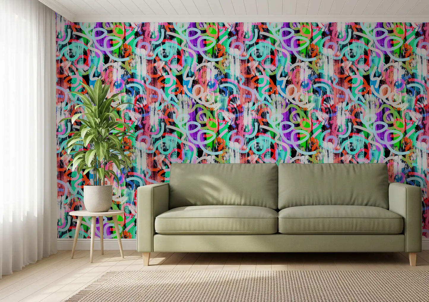 Dynamic Loops and Modern Graffiti Flair Wallpaper⁠