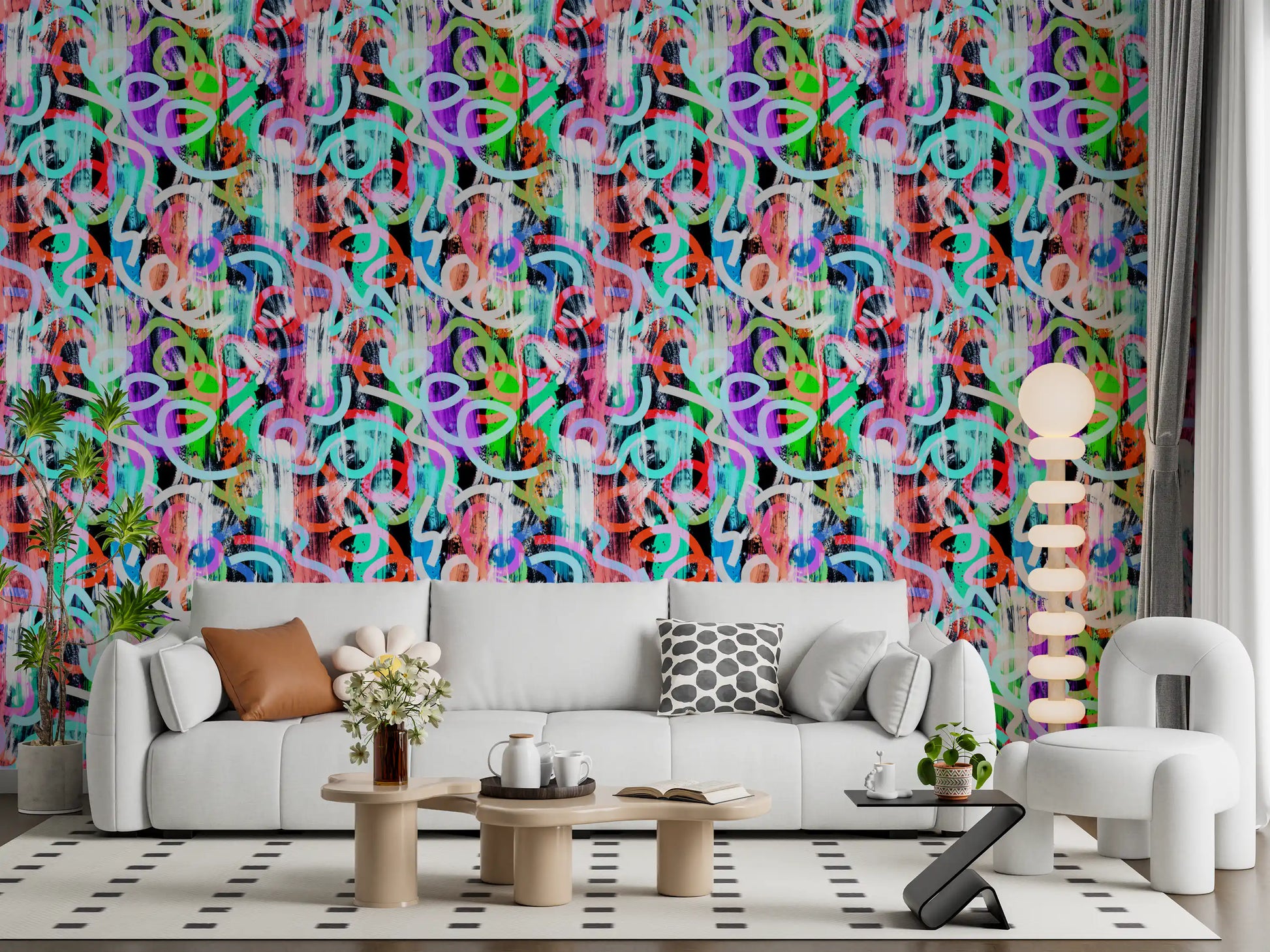 Dynamic Loops and Modern Graffiti Flair Wallpaper⁠