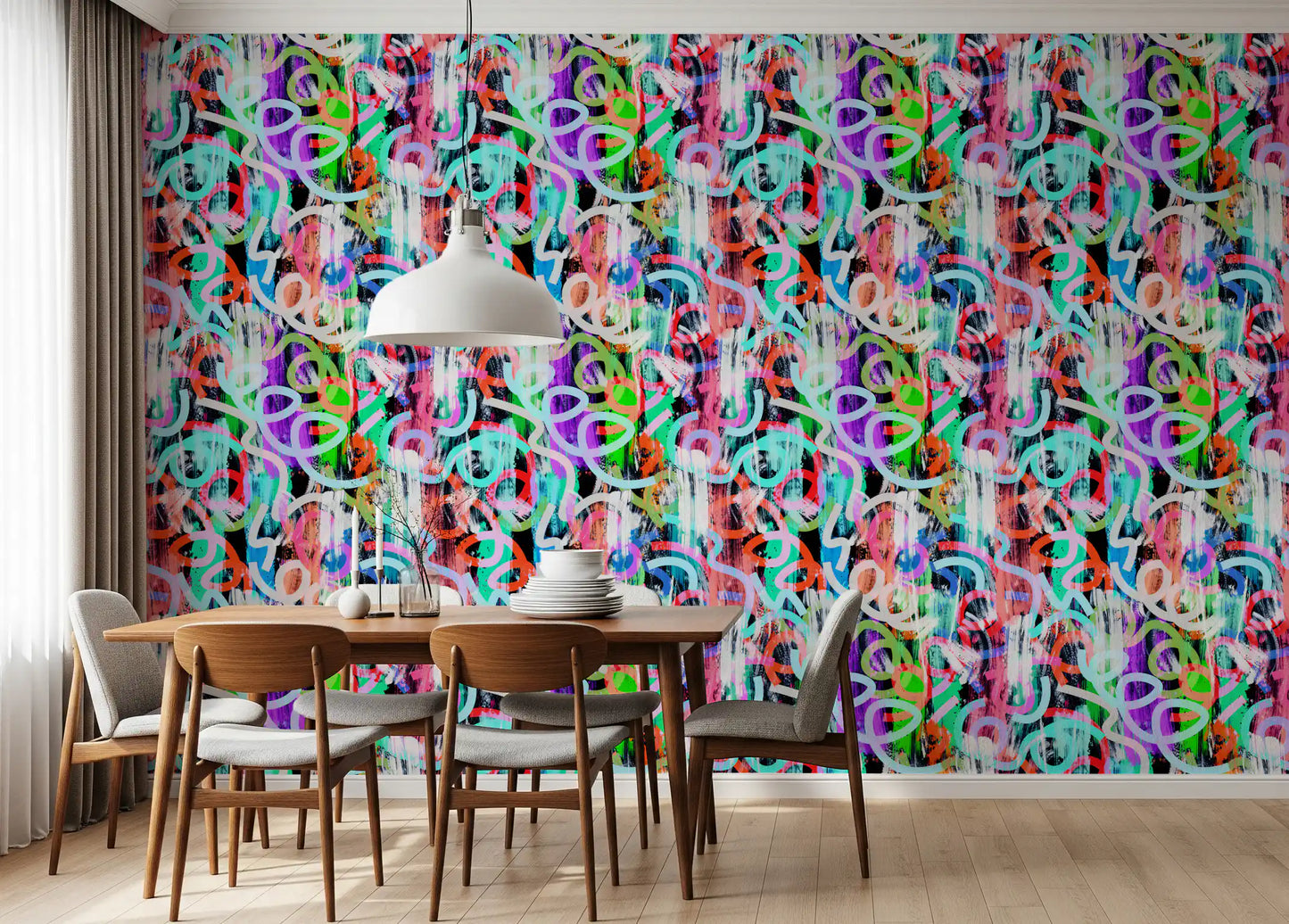 Dynamic Loops and Modern Graffiti Flair Wallpaper⁠