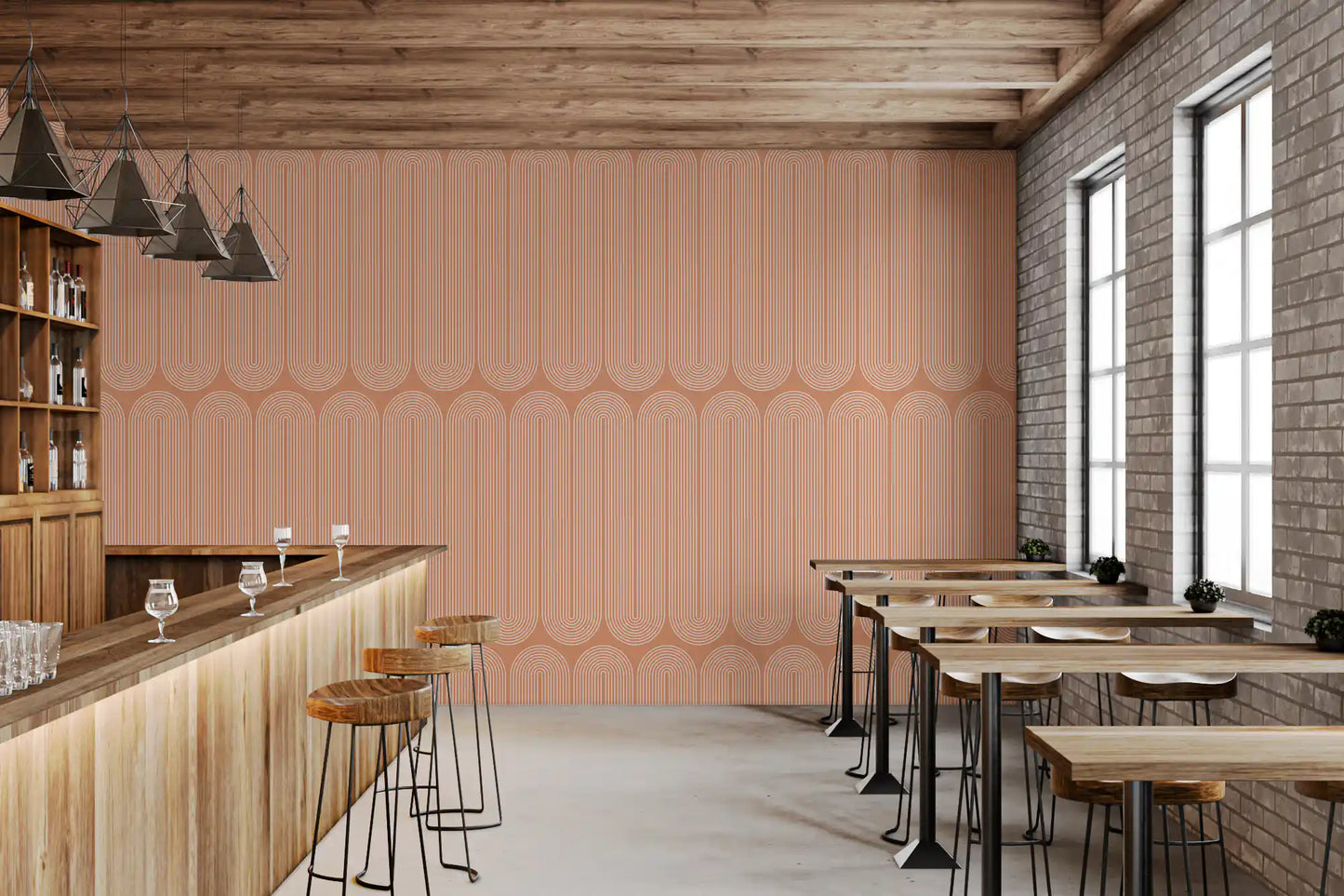 Minimalist Terracotta Arc Pattern Wallpaper⁠