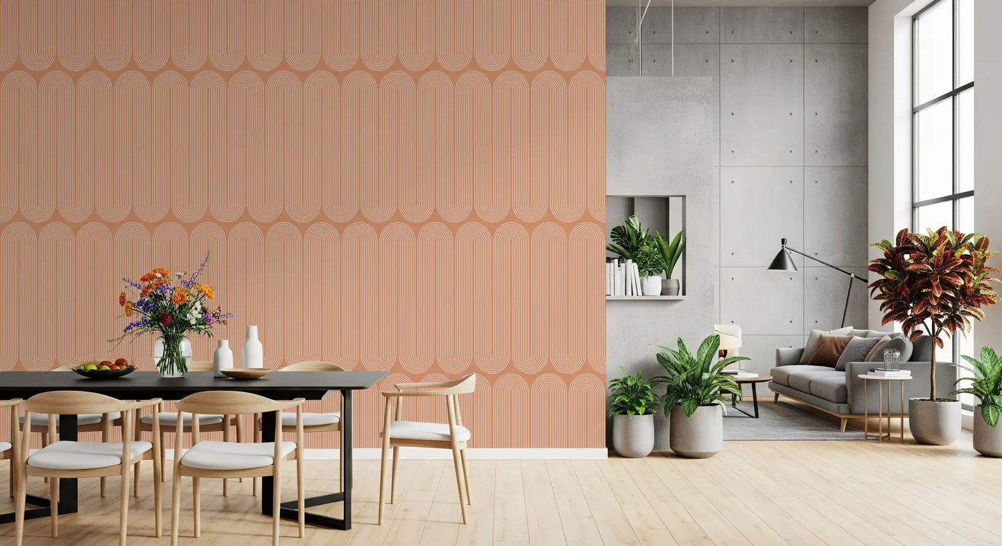 Minimalist Terracotta Arc Pattern Wallpaper⁠