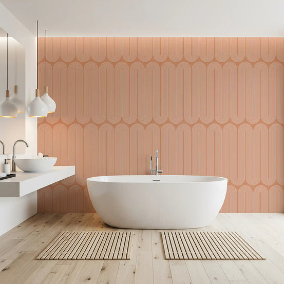Minimalist Terracotta Arc Pattern Wallpaper⁠