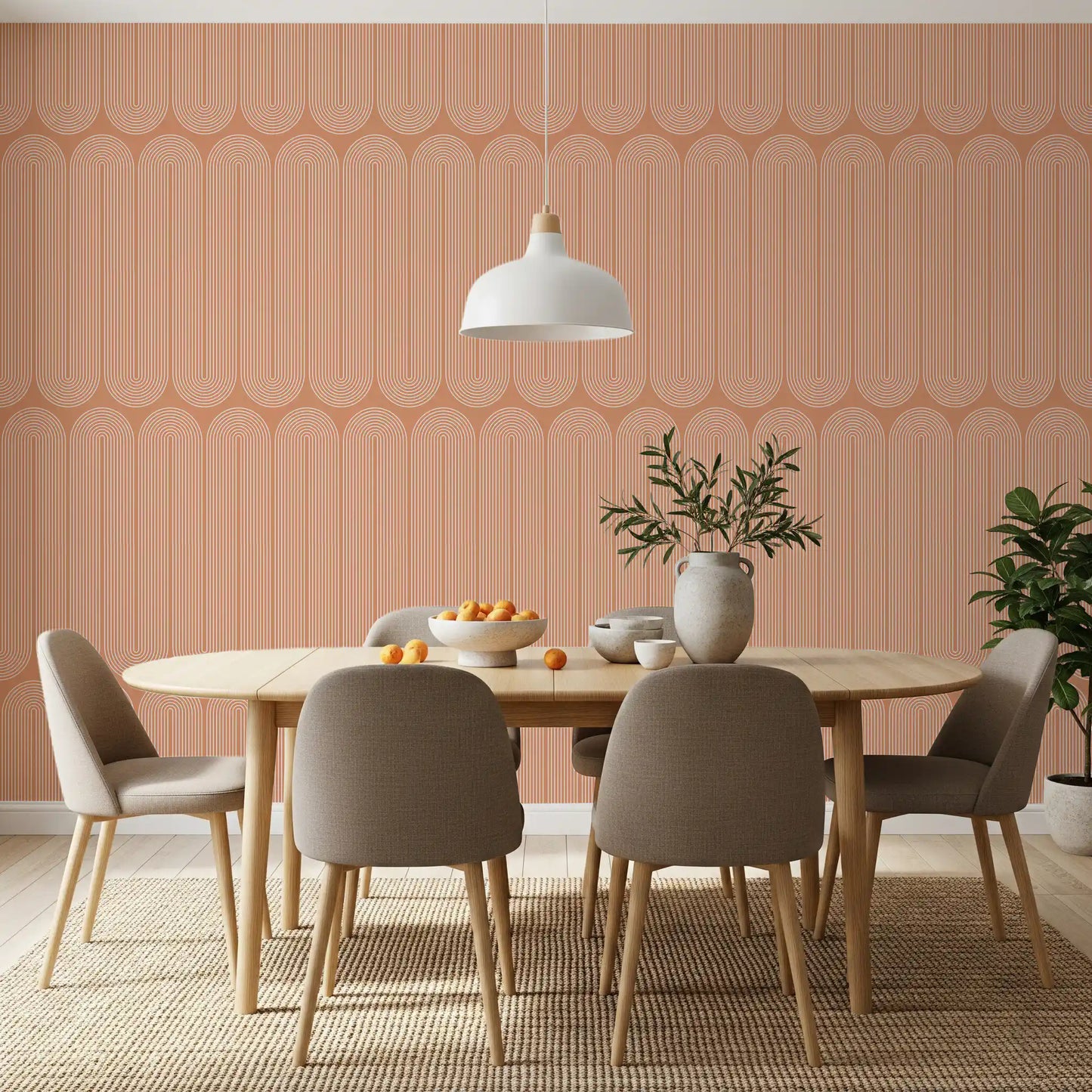 Minimalist Terracotta Arc Pattern Wallpaper⁠