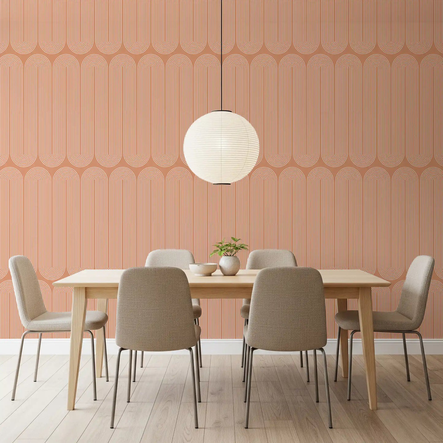 Minimalist Terracotta Arc Pattern Wallpaper⁠