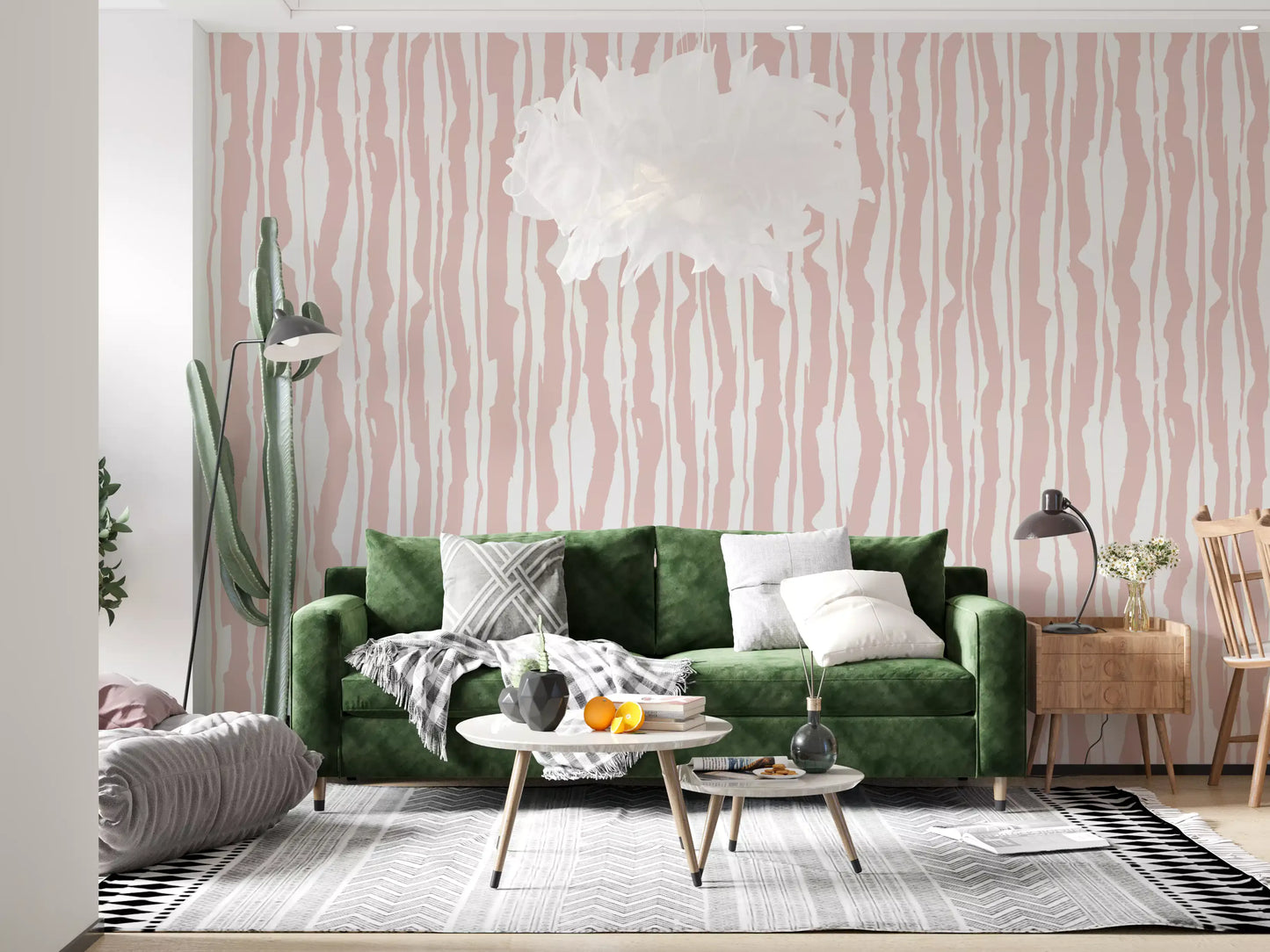 Minimalist Blush Painted Stripes Wallpaper⁠