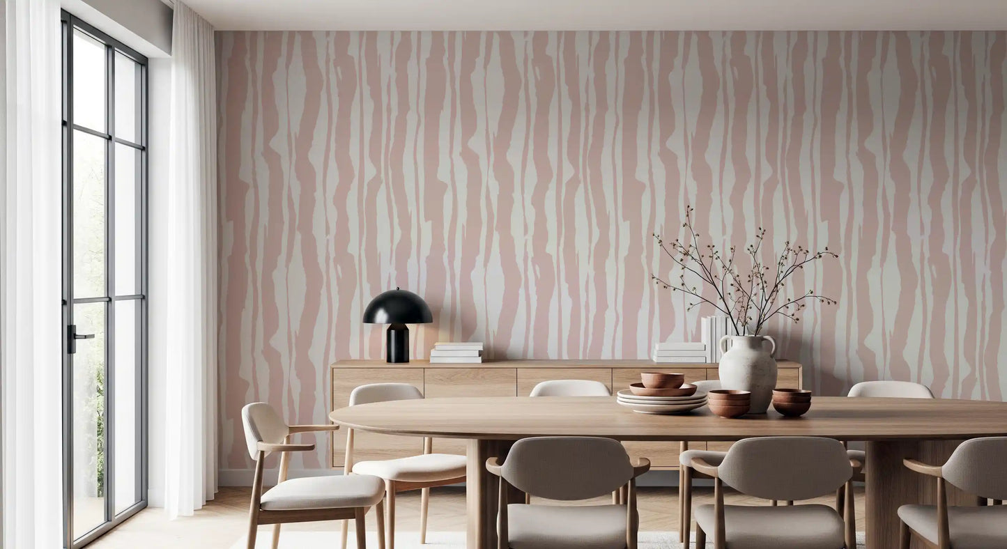 Minimalist Blush Painted Stripes Wallpaper⁠
