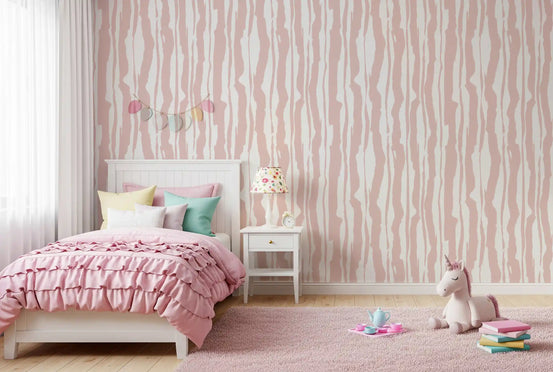 Minimalist Blush Painted Stripes Wallpaper⁠