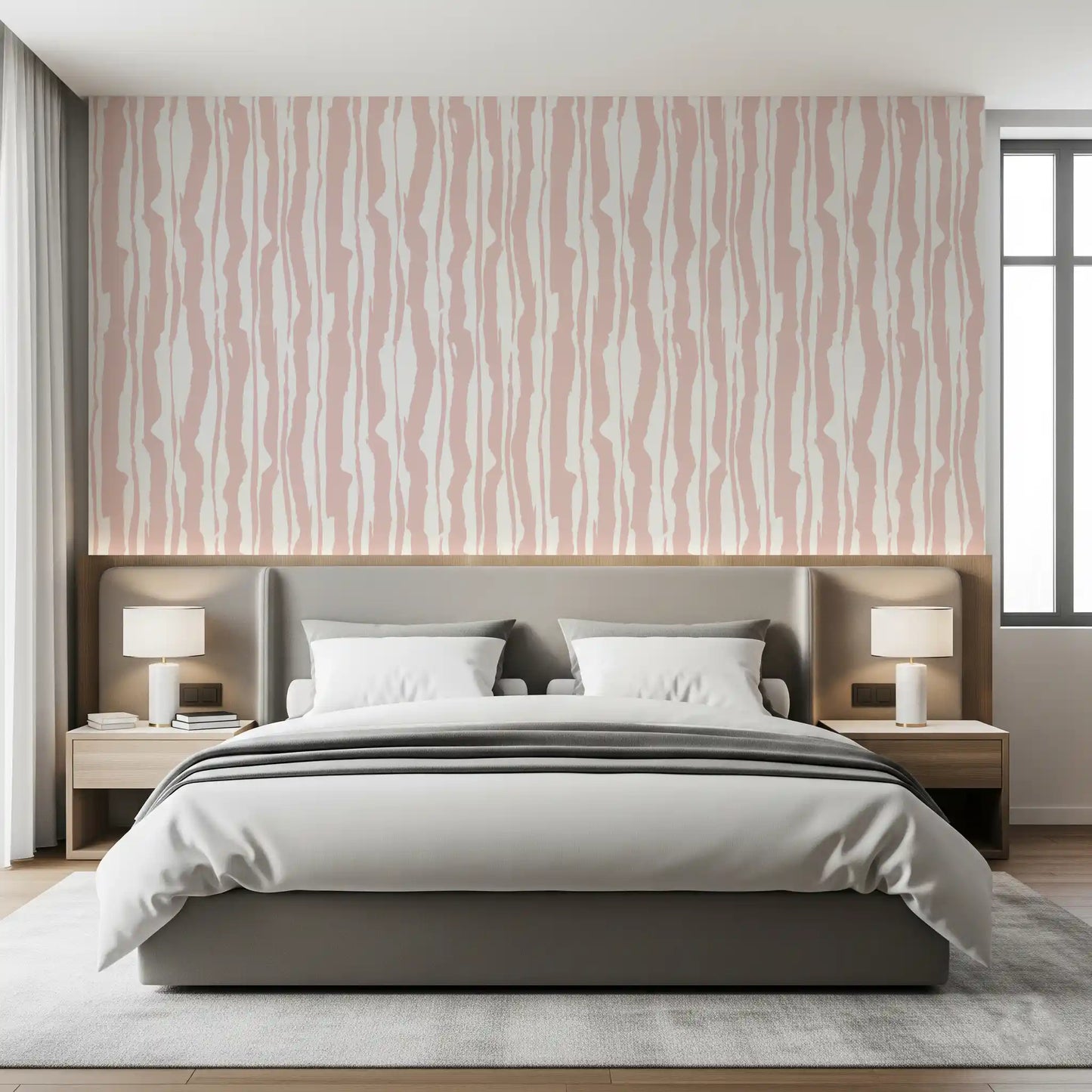 Minimalist Blush Painted Stripes Wallpaper⁠