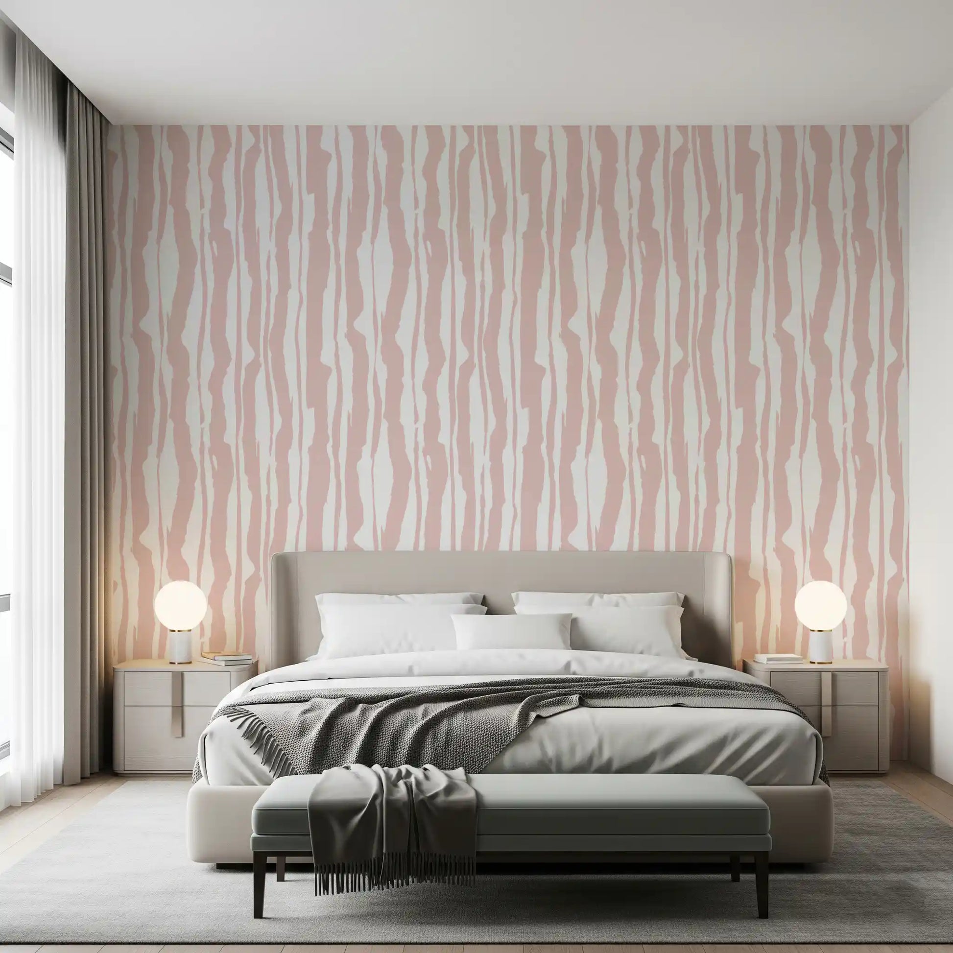 Minimalist Blush Painted Stripes Wallpaper⁠