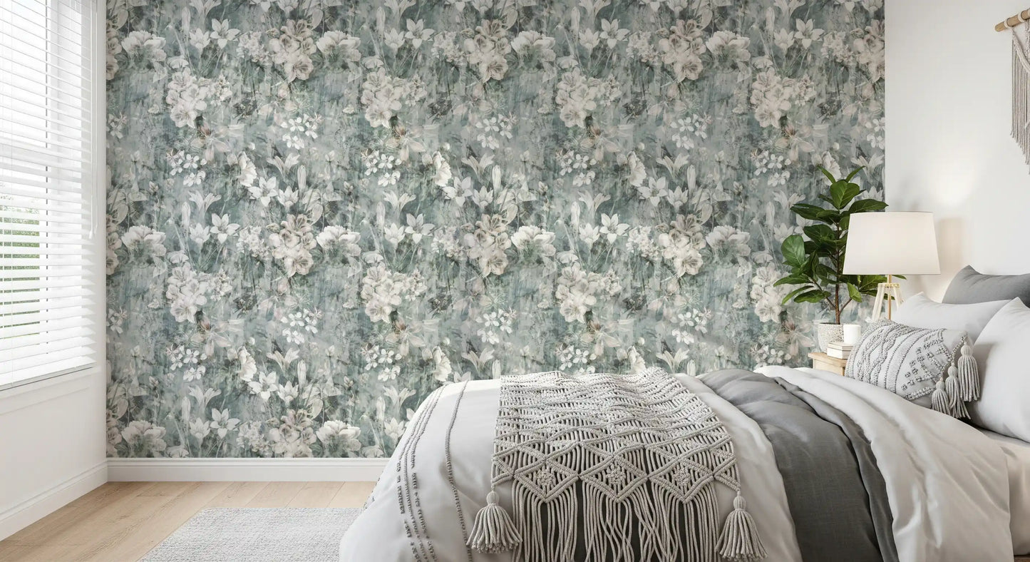 Muted Sage Botanical Bloom Wallpaper⁠