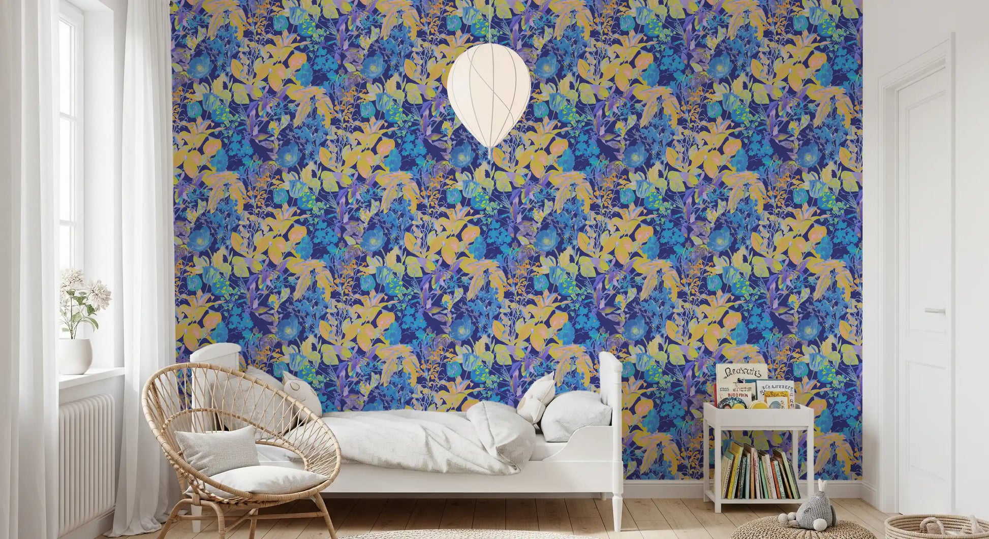 Vibrant Neon Garden Pattern Wallpaper⁠