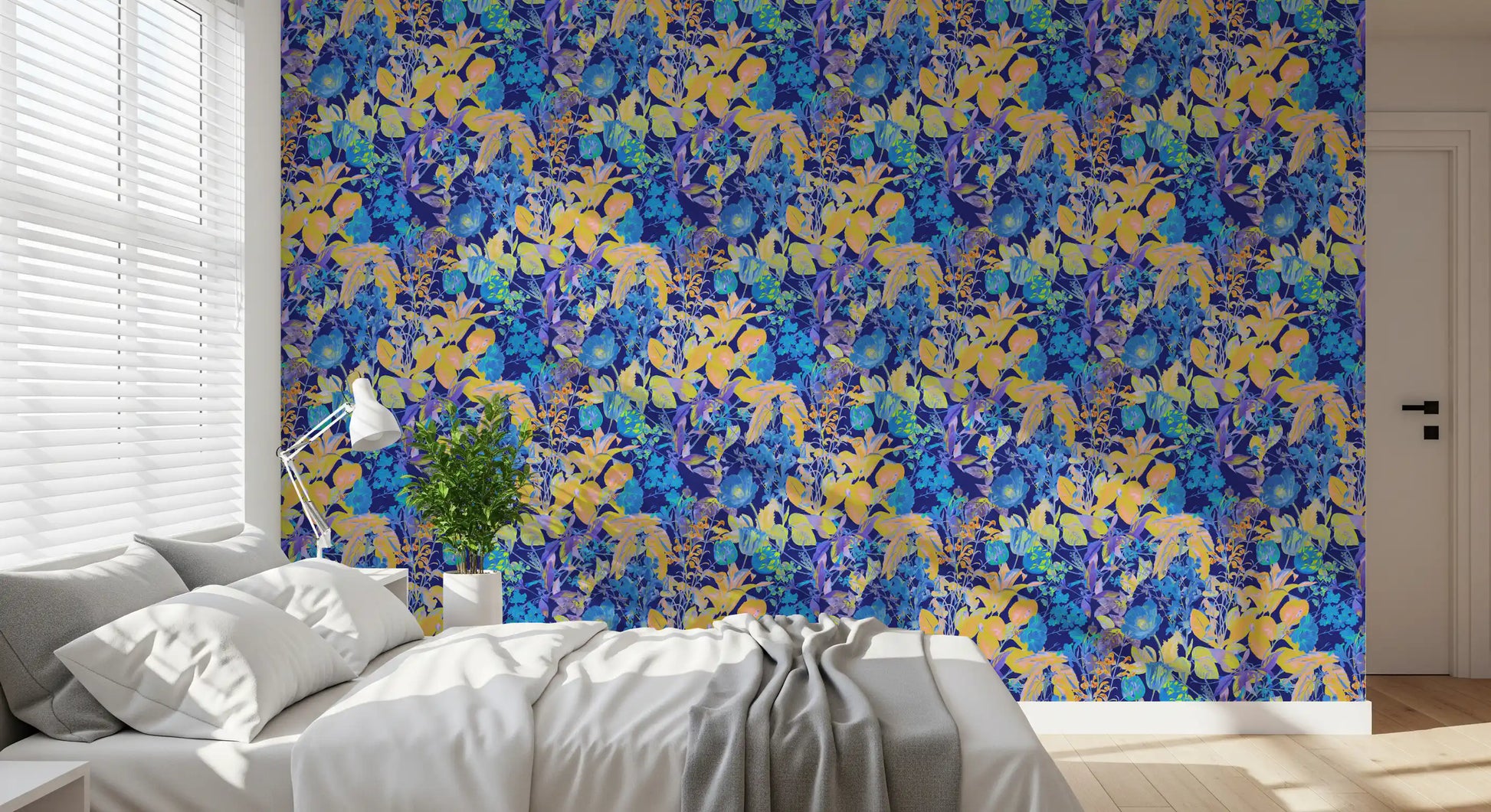Vibrant Neon Garden Pattern Wallpaper⁠