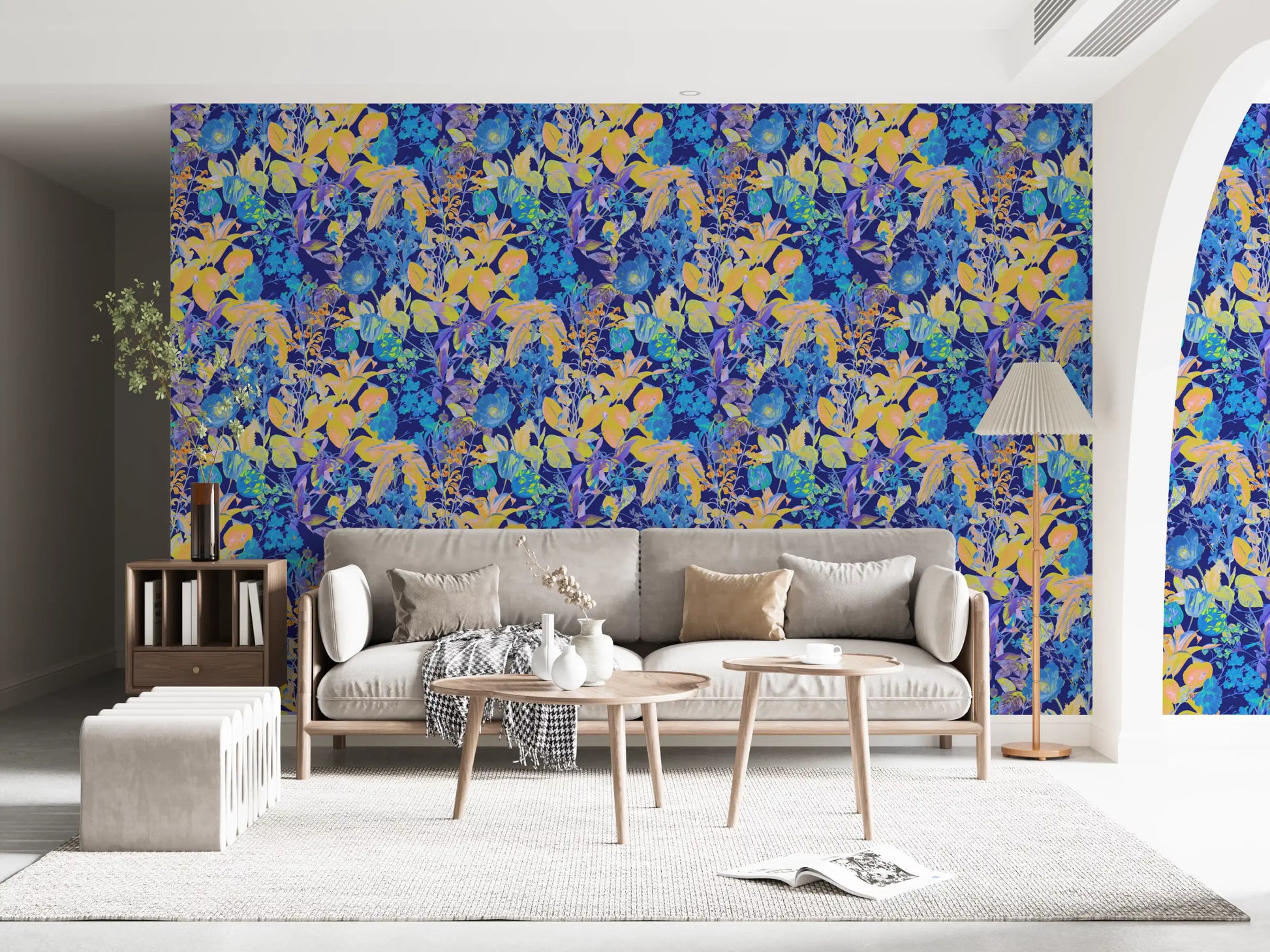 Vibrant Neon Garden Pattern Wallpaper⁠