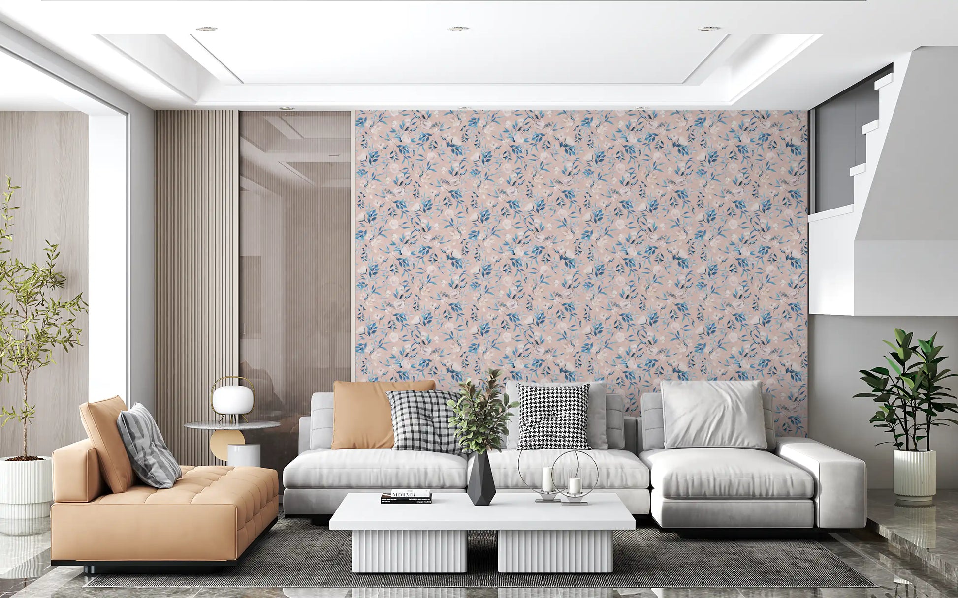 Serene Blue Floral Bloom Wallpaper⁠