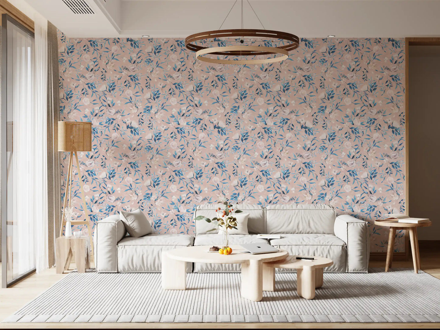 Serene Blue Floral Bloom Wallpaper⁠