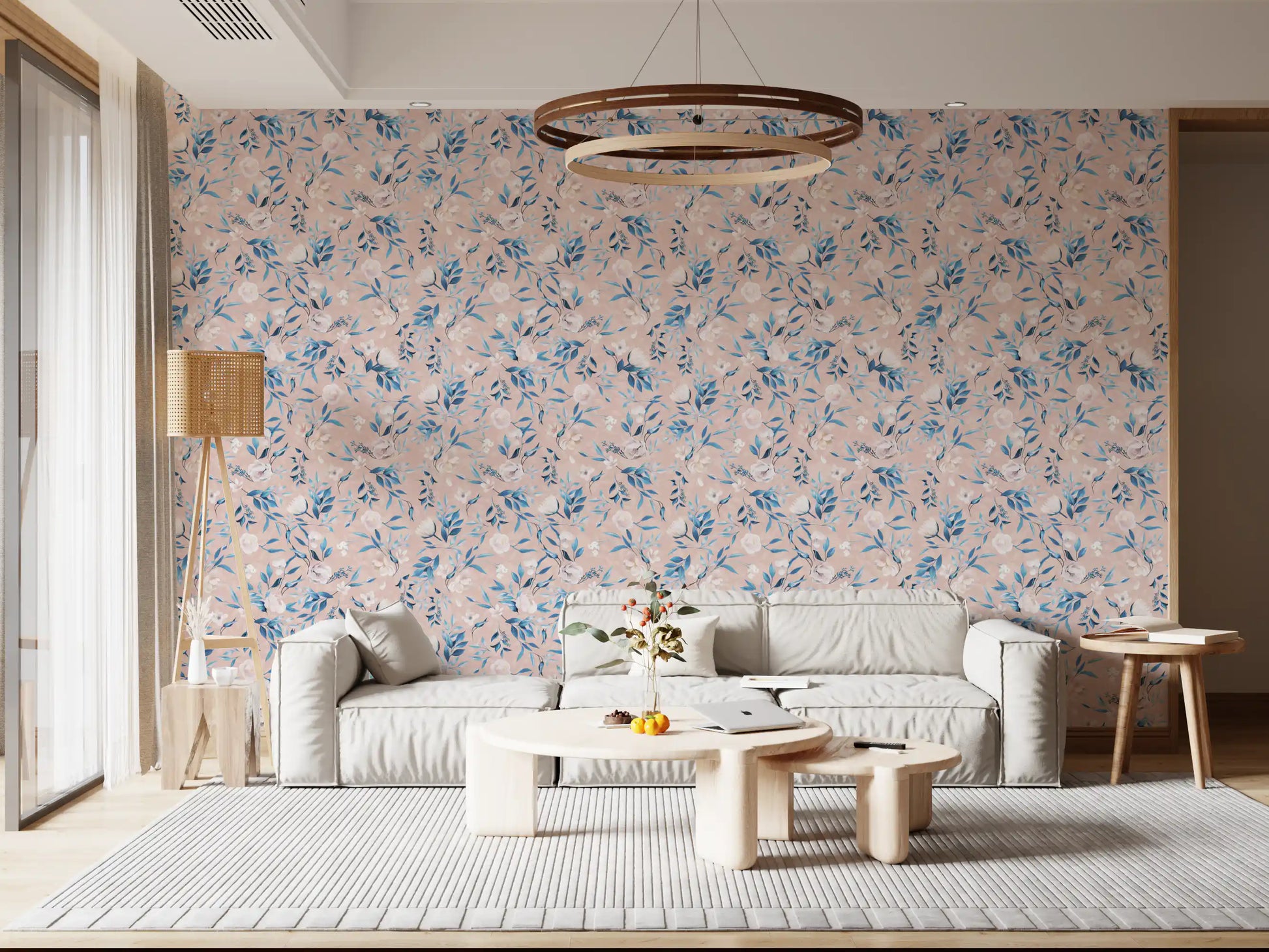 Serene Blue Floral Bloom Wallpaper⁠