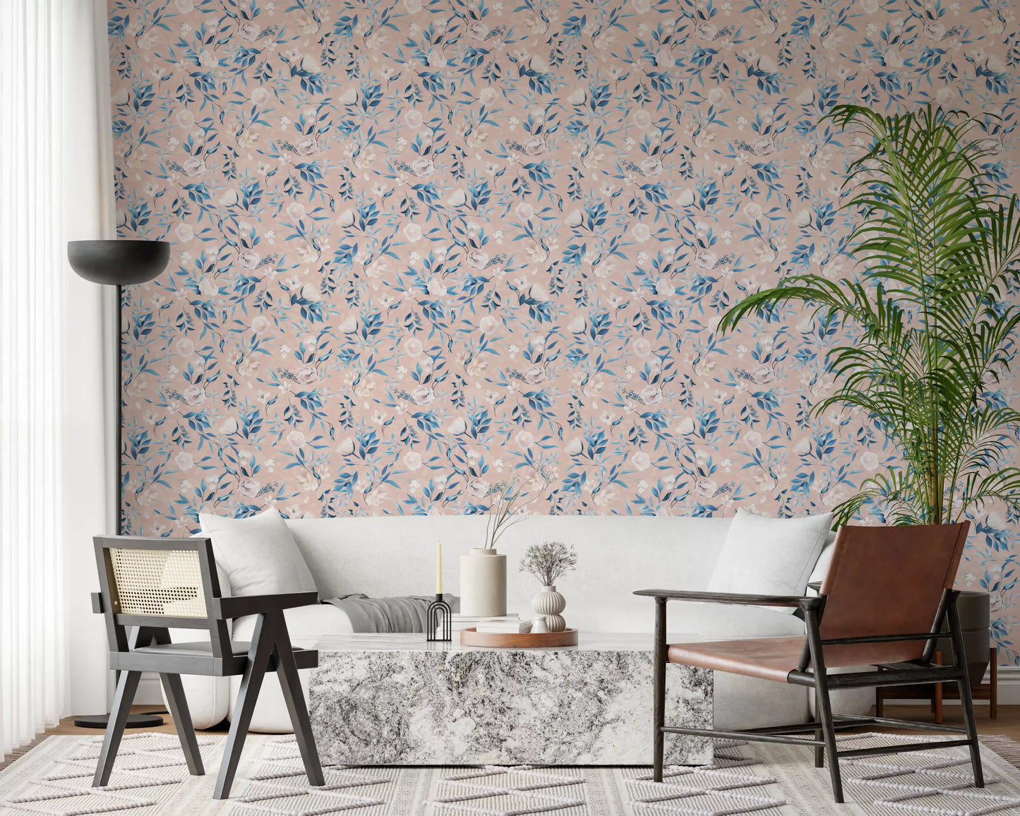 Serene Blue Floral Bloom Wallpaper⁠