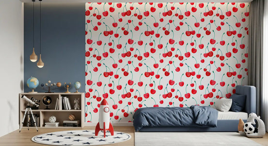Summer Orchard Cherry Repeat Wallpaper⁠