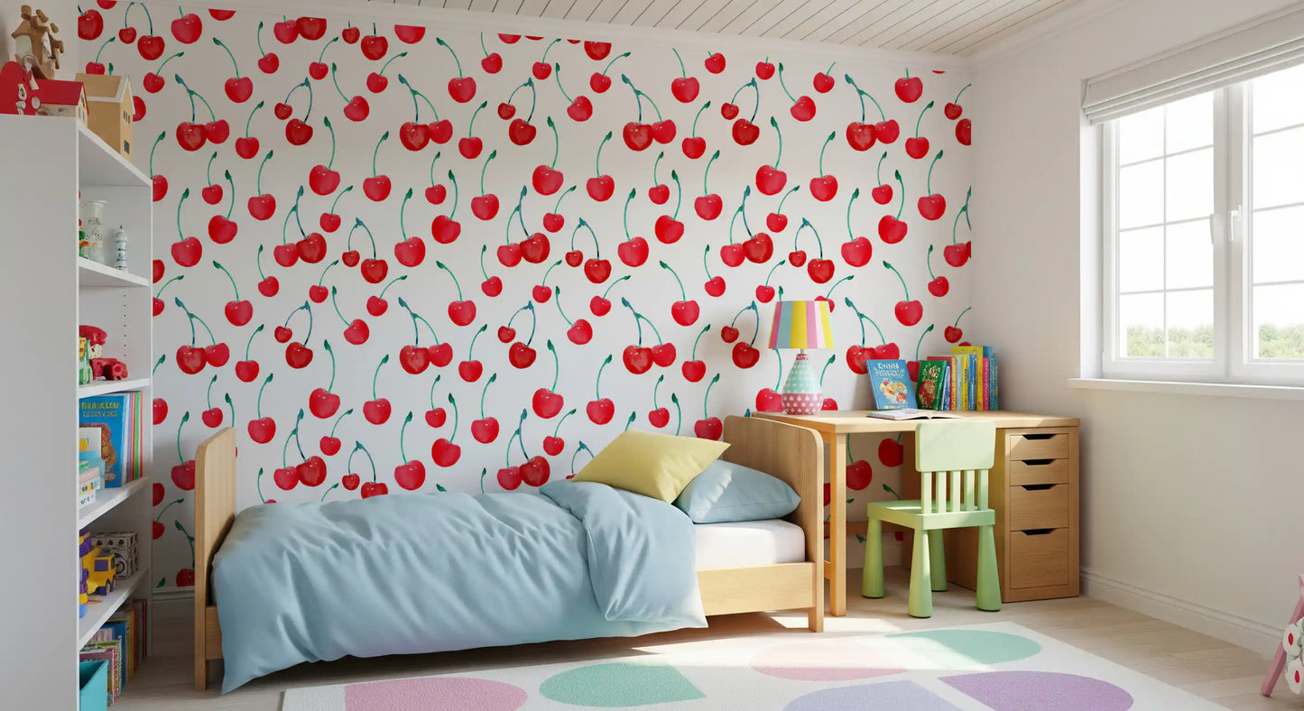 Summer Orchard Cherry Repeat Wallpaper⁠