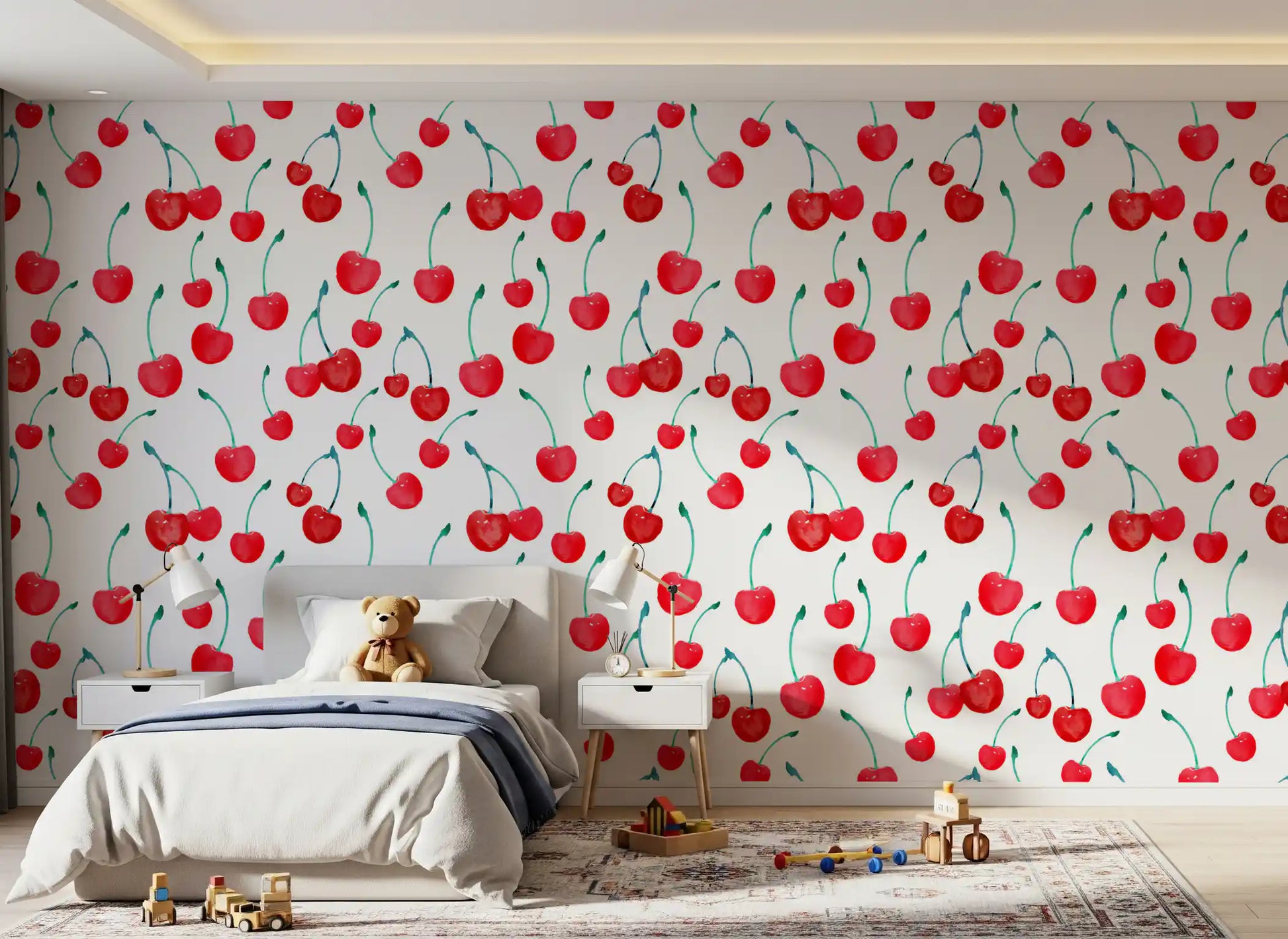 Summer Orchard Cherry Repeat Wallpaper⁠