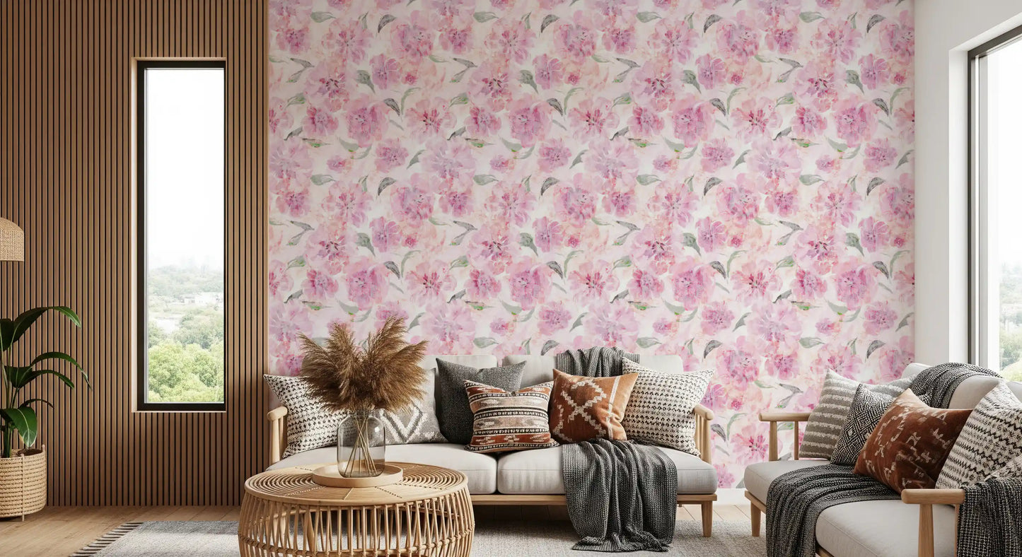Soft Watercolor Floral Brushstrokes Wallpaper⁠