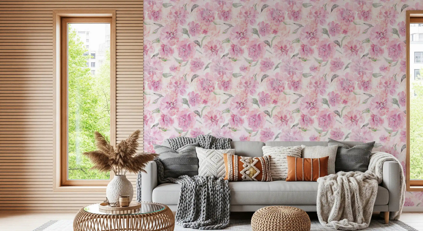 Soft Watercolor Floral Brushstrokes Wallpaper⁠