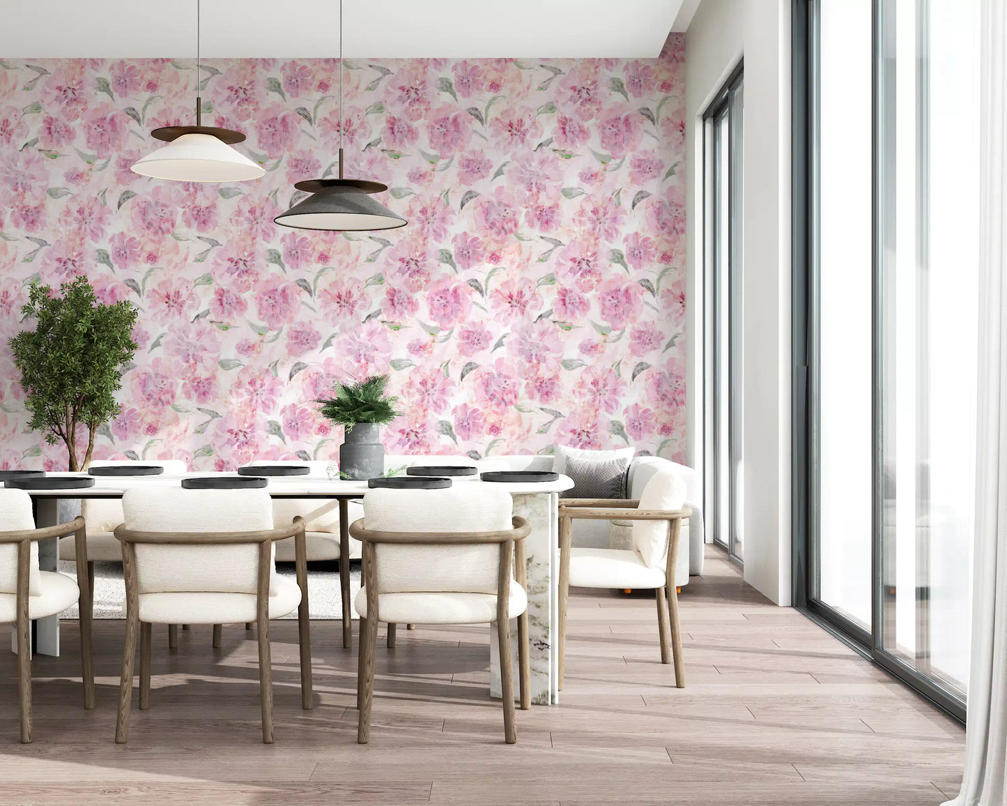 Soft Watercolor Floral Brushstrokes Wallpaper⁠