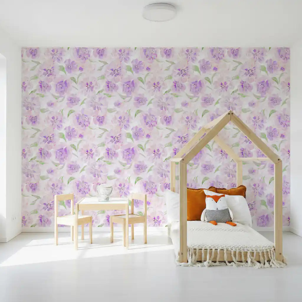 Lavender Brushstroke Floral Wallpaper⁠