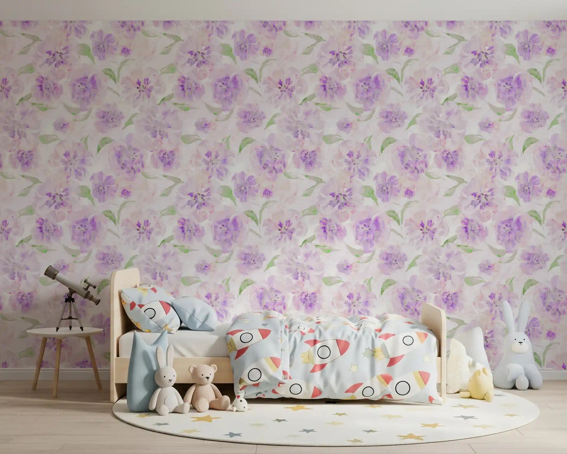Lavender Brushstroke Floral Wallpaper⁠