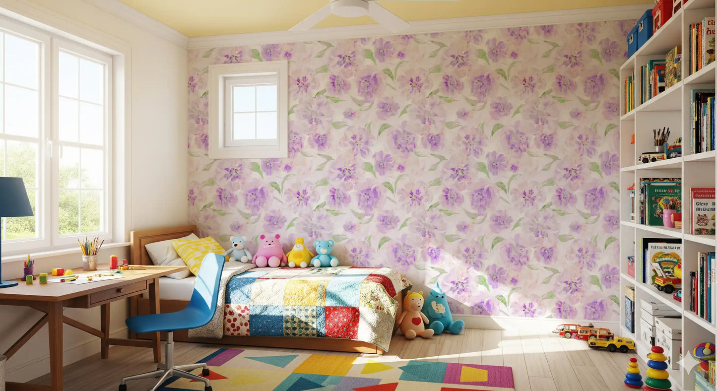 Lavender Brushstroke Floral Wallpaper⁠