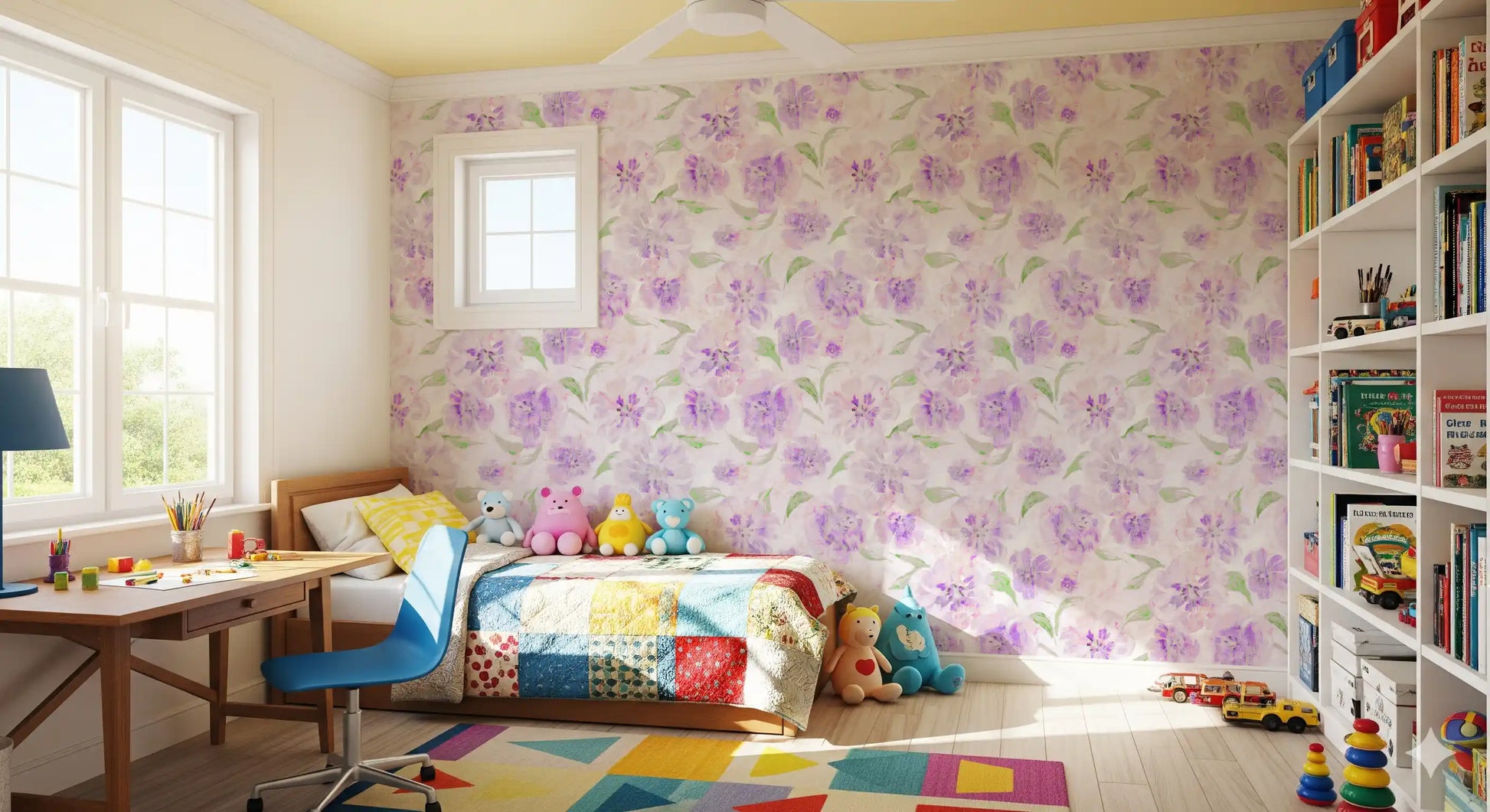 Lavender Brushstroke Floral Wallpaper⁠