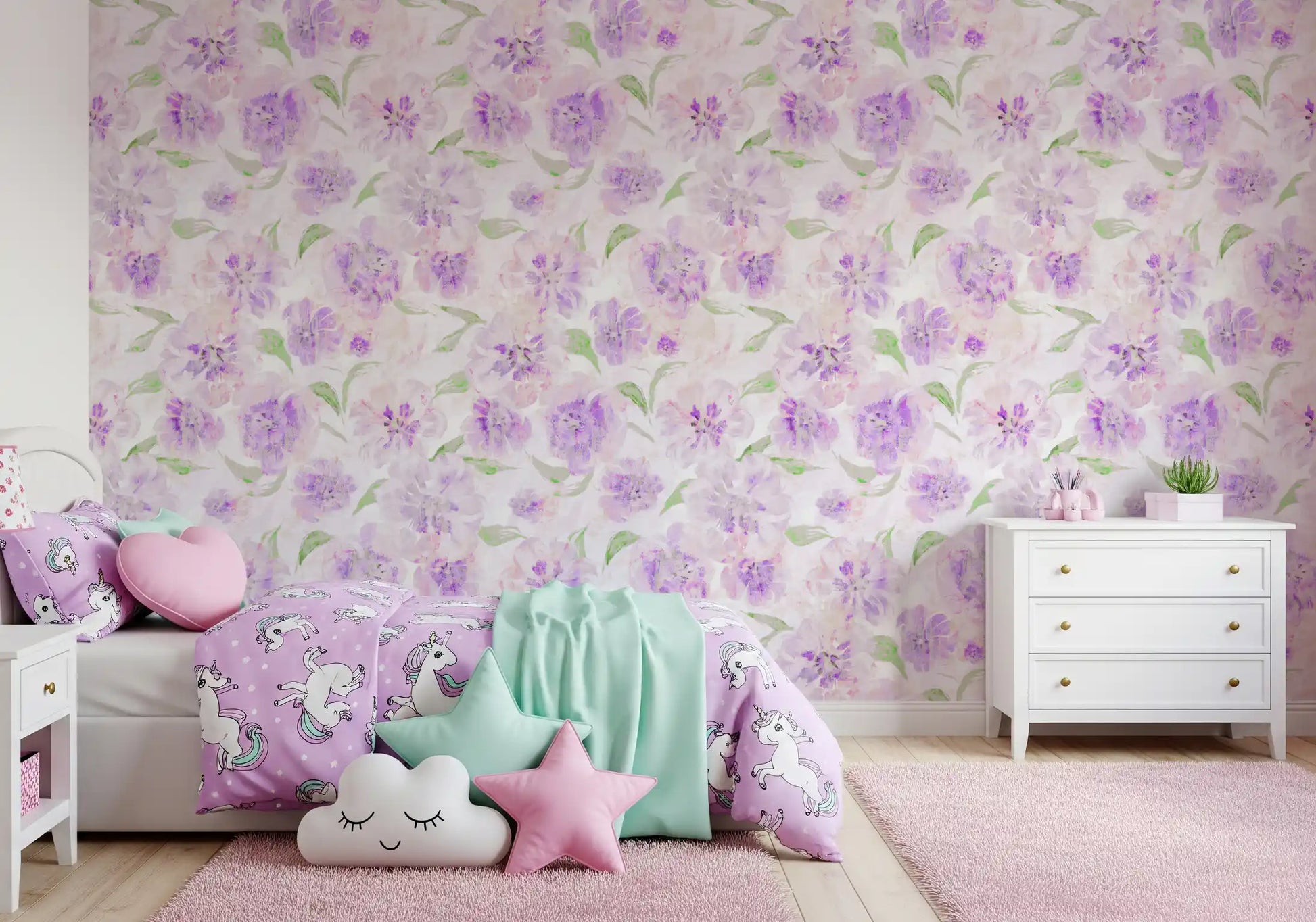 Lavender Brushstroke Floral Wallpaper⁠