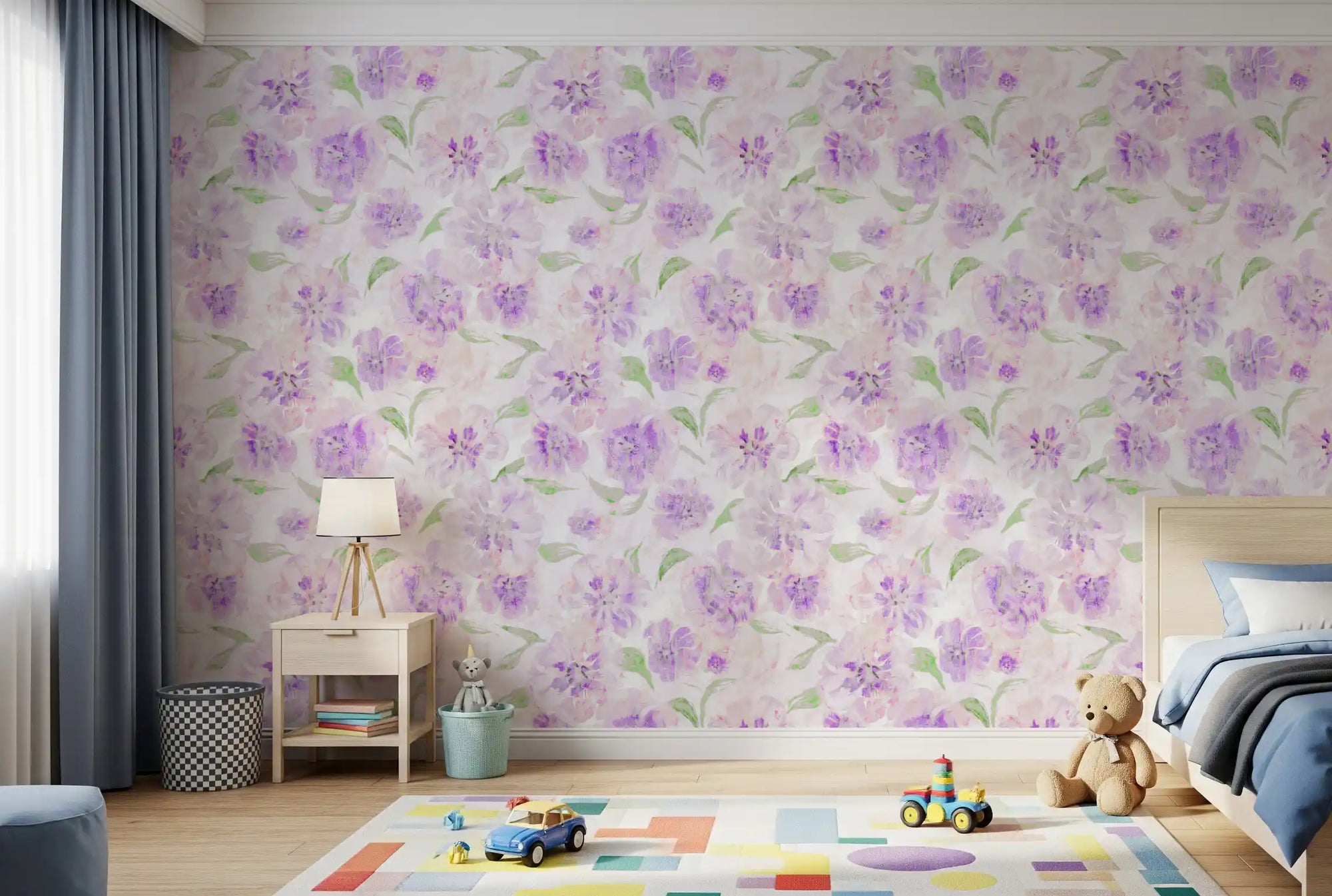 Lavender Brushstroke Floral Wallpaper⁠