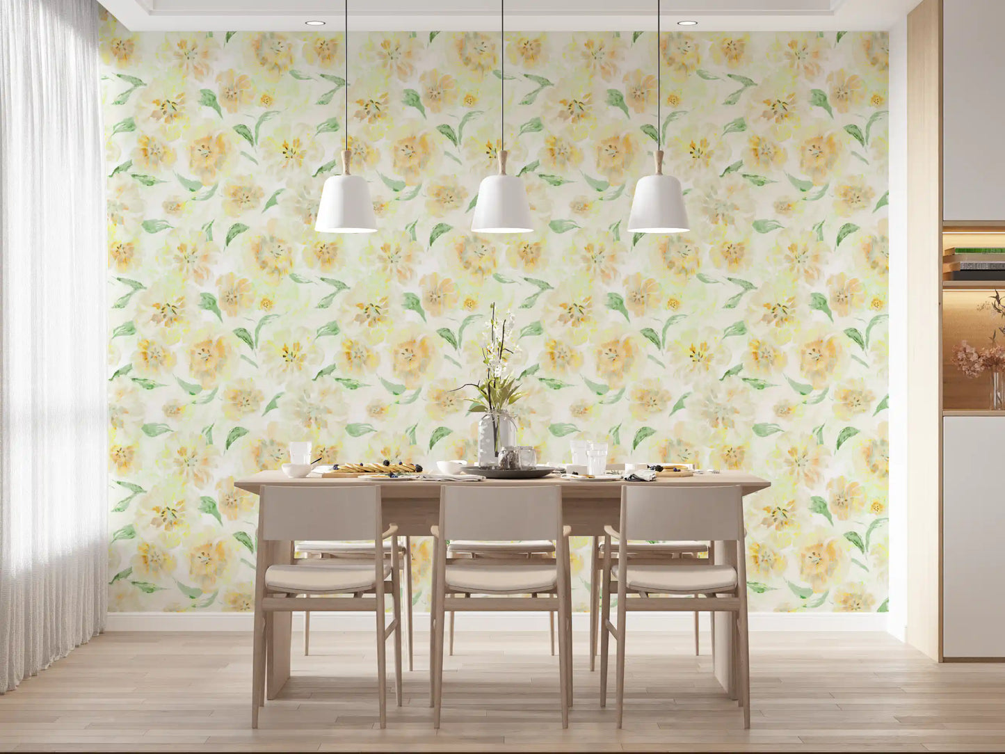 Soft Watercolor Floral Meadow Wallpaper⁠