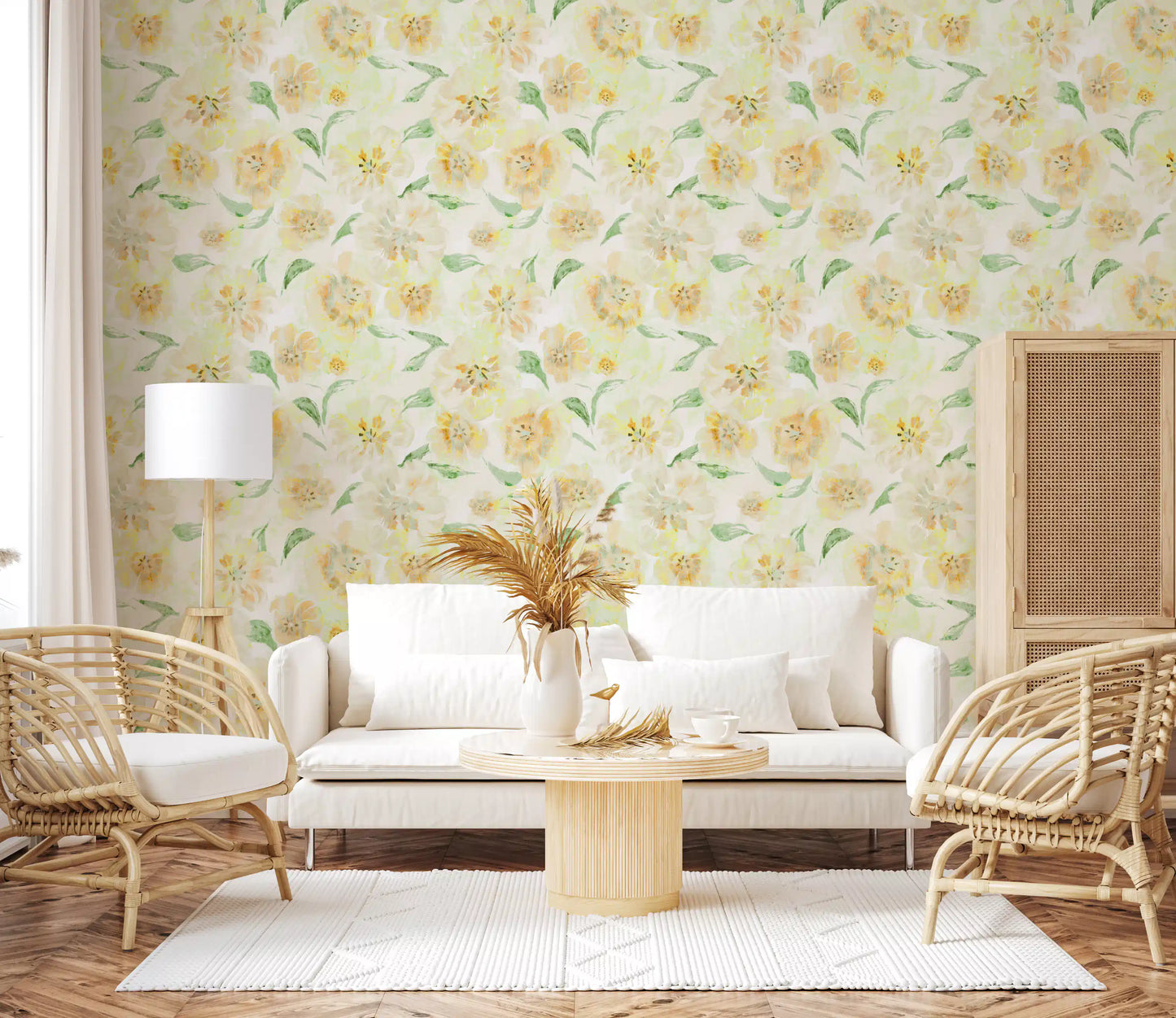 Soft Watercolor Floral Meadow Wallpaper⁠