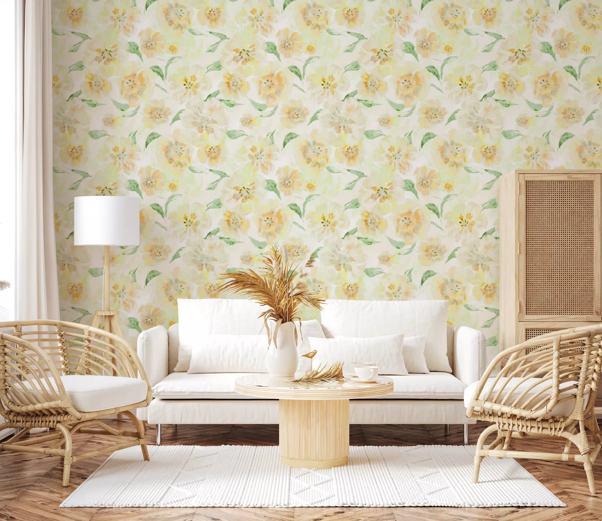 Soft Watercolor Floral Meadow Wallpaper⁠