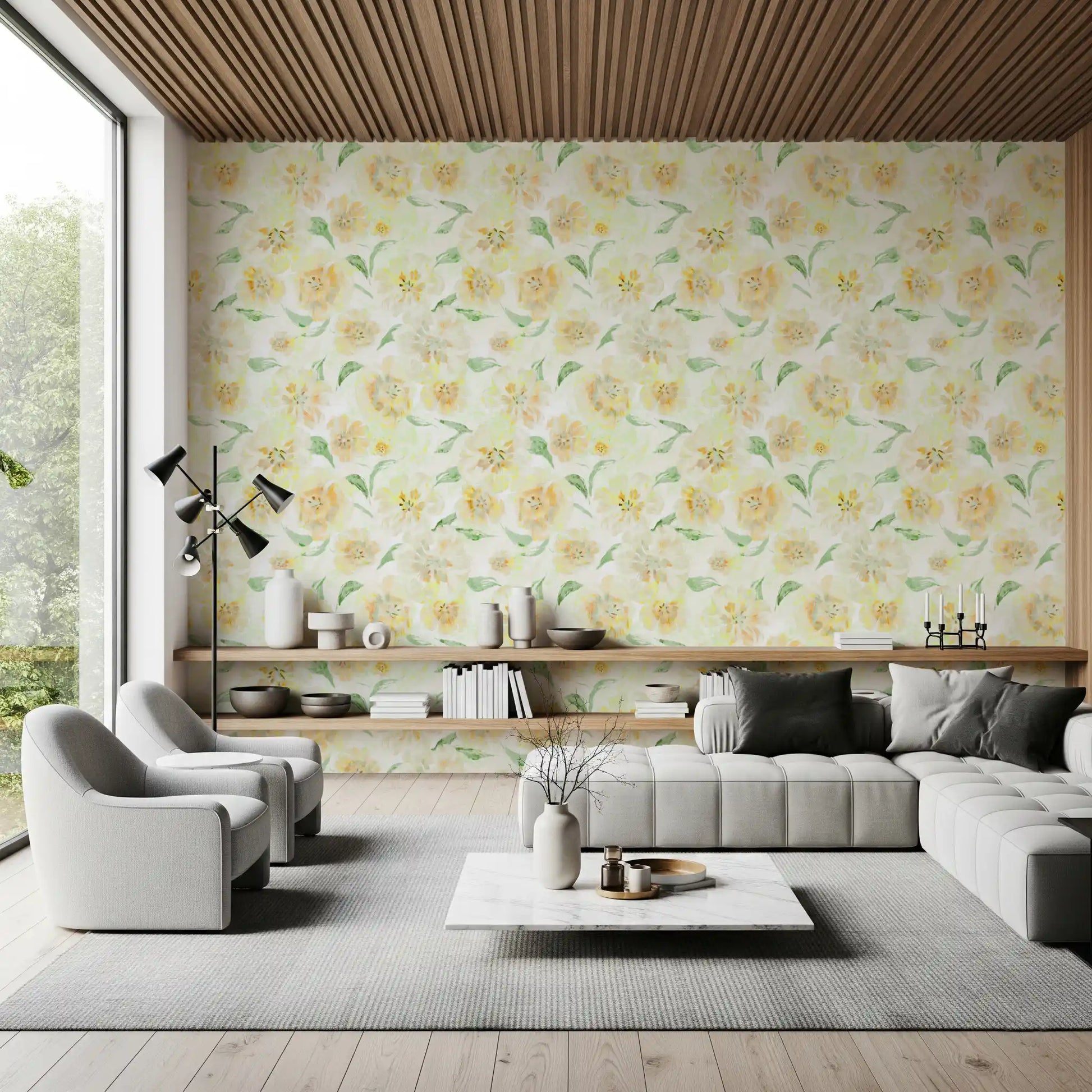 Soft Watercolor Floral Meadow Wallpaper⁠