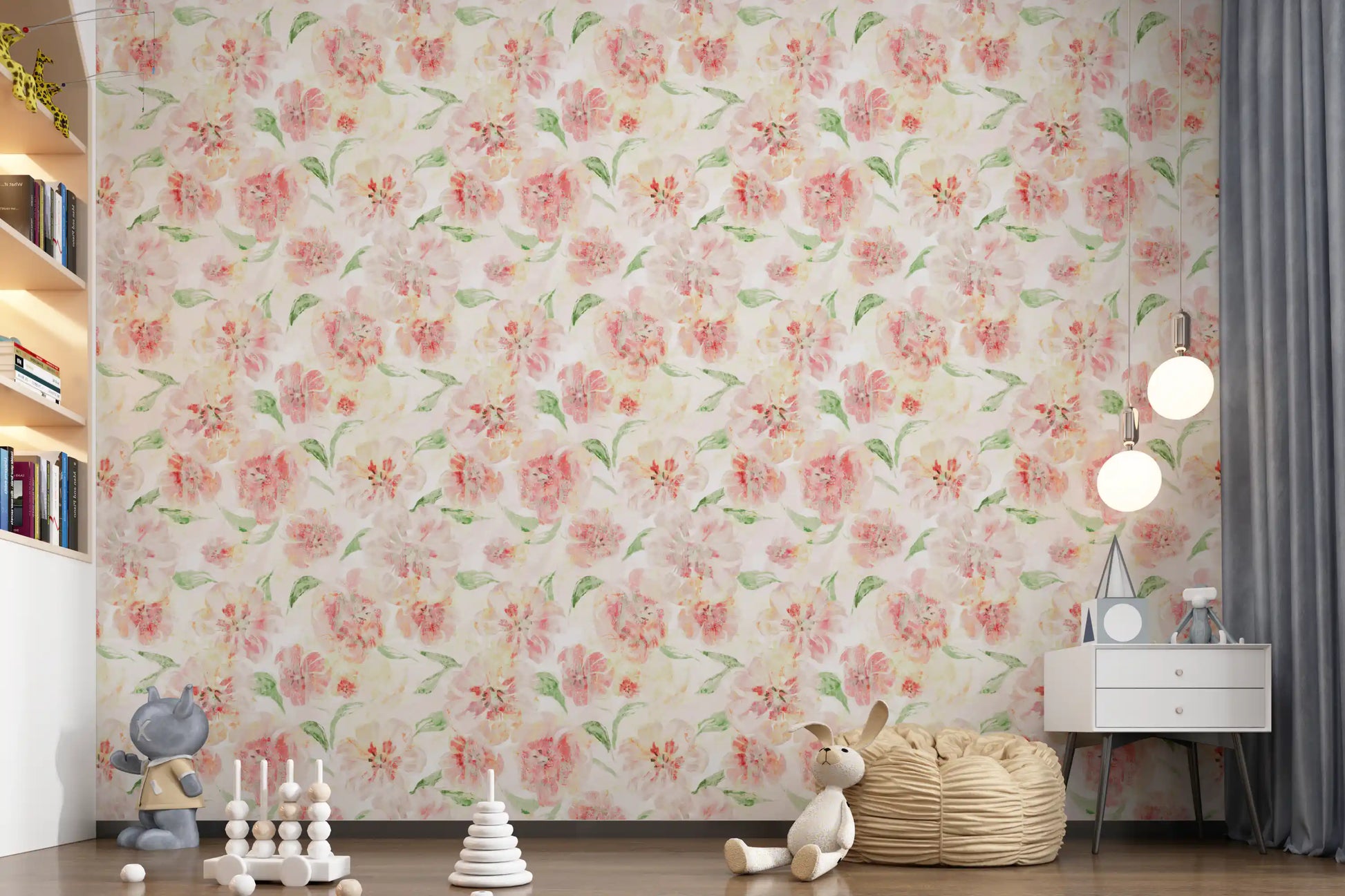 Blush Garden Painterly Pattern Wallpaper⁠