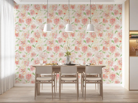 Blush Garden Painterly Pattern Wallpaper⁠