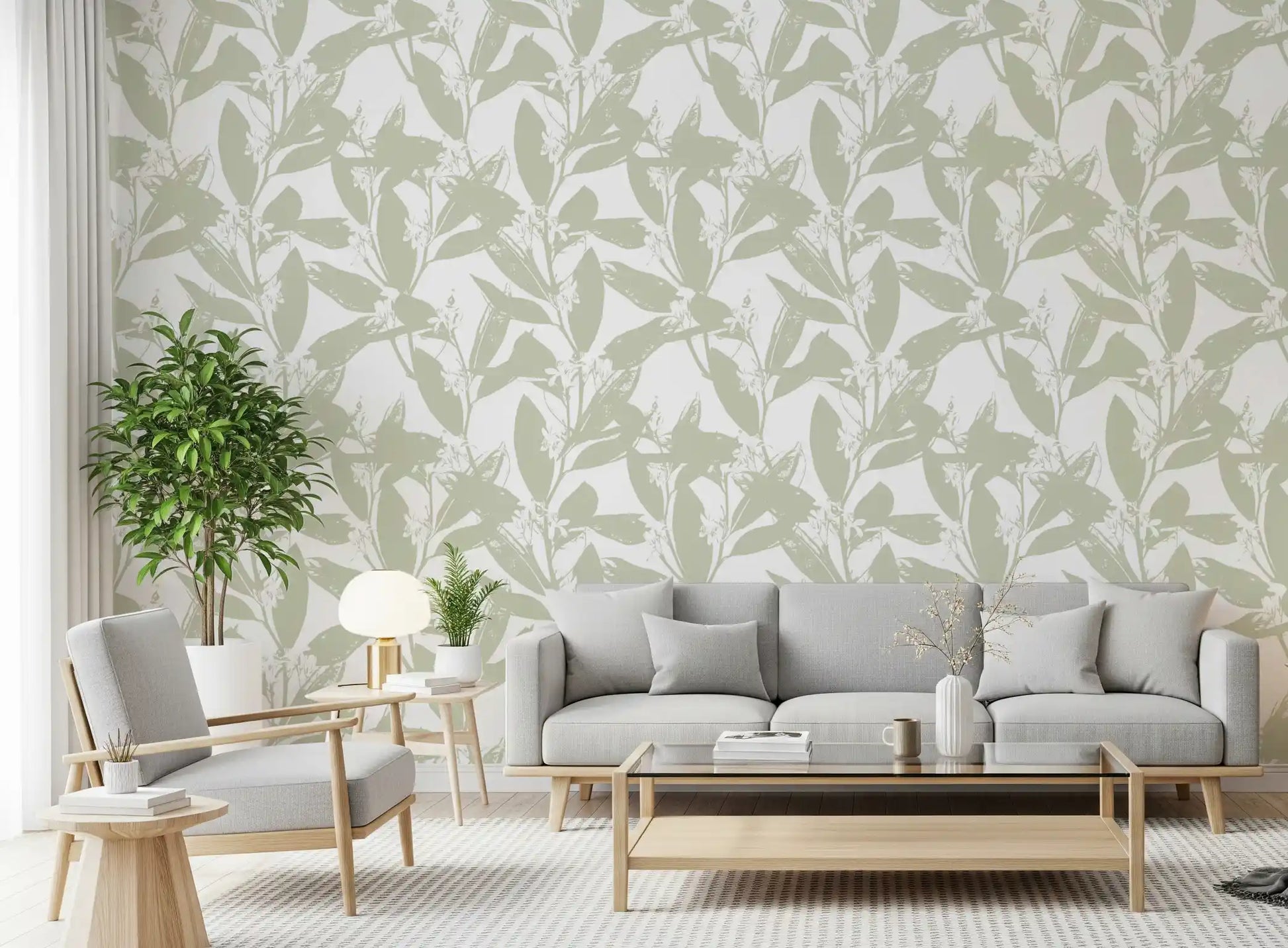 Soft Sage Botanical Print Wallpaper⁠