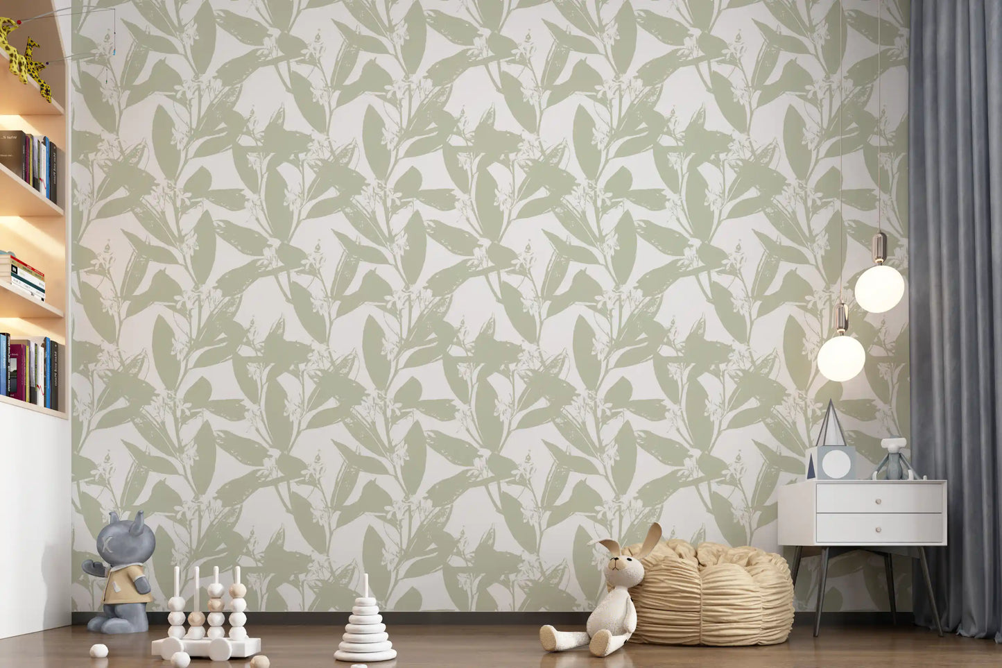 Soft Sage Botanical Print Wallpaper⁠