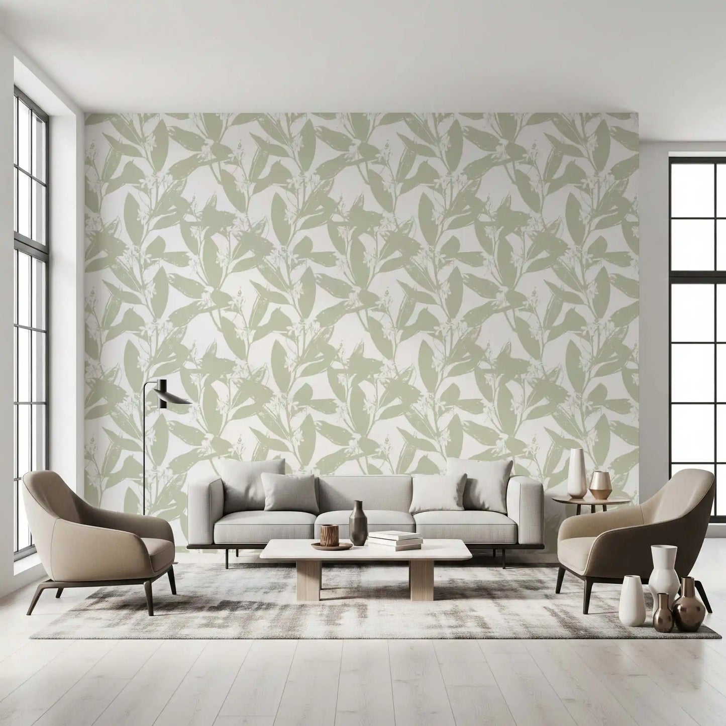 Soft Sage Botanical Print Wallpaper⁠