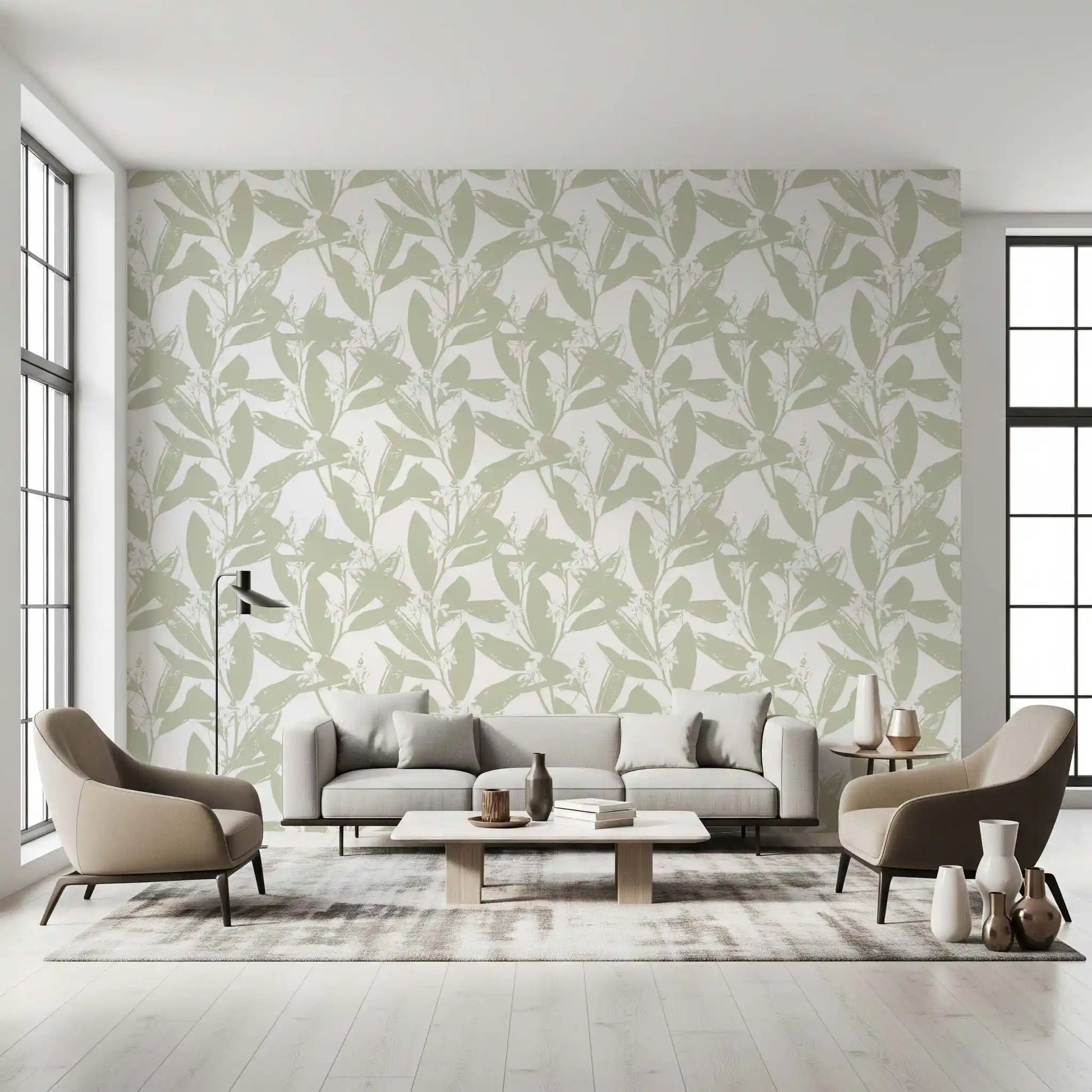 Soft Sage Botanical Print Wallpaper⁠