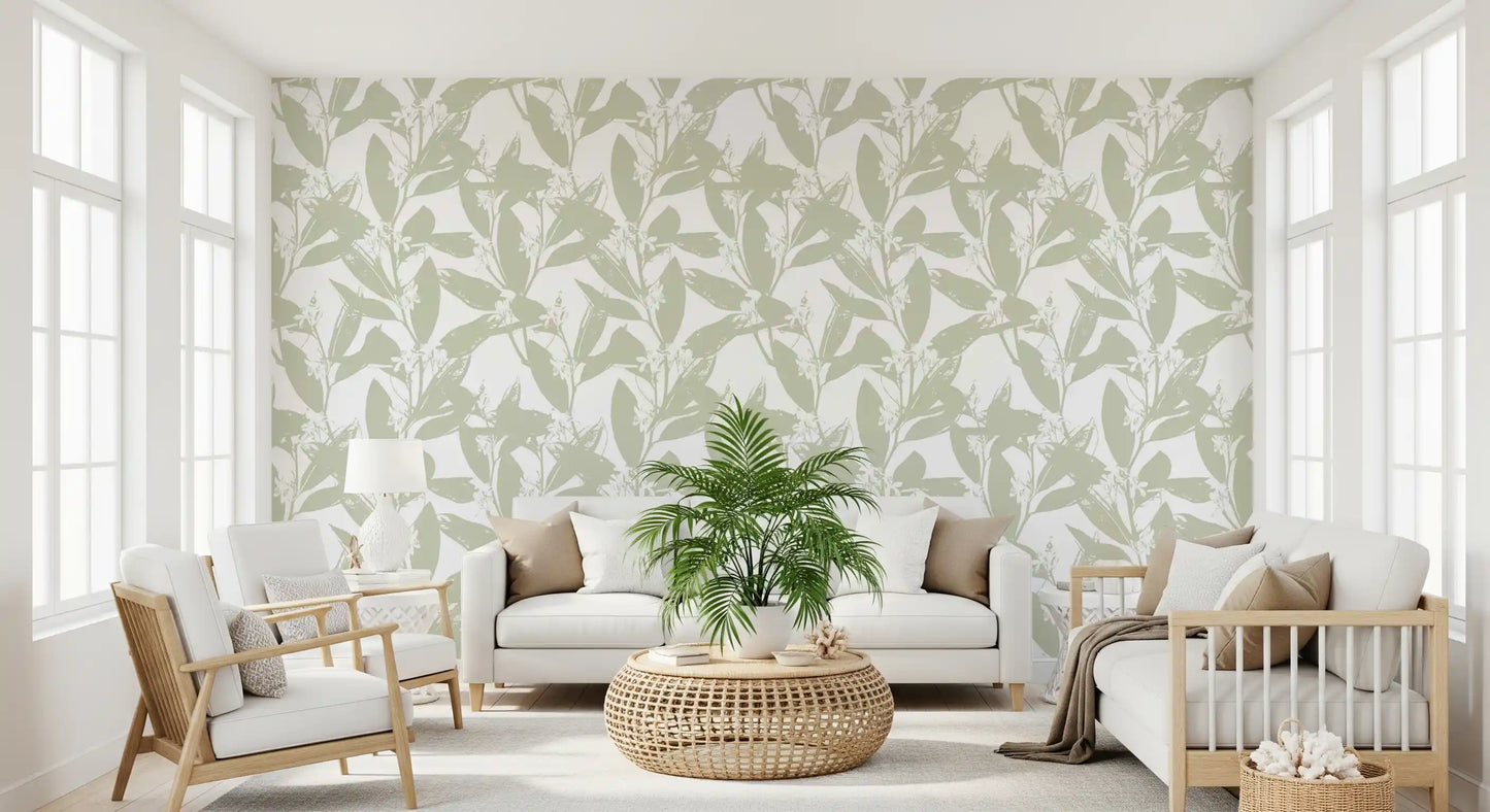 Soft Sage Botanical Print Wallpaper⁠